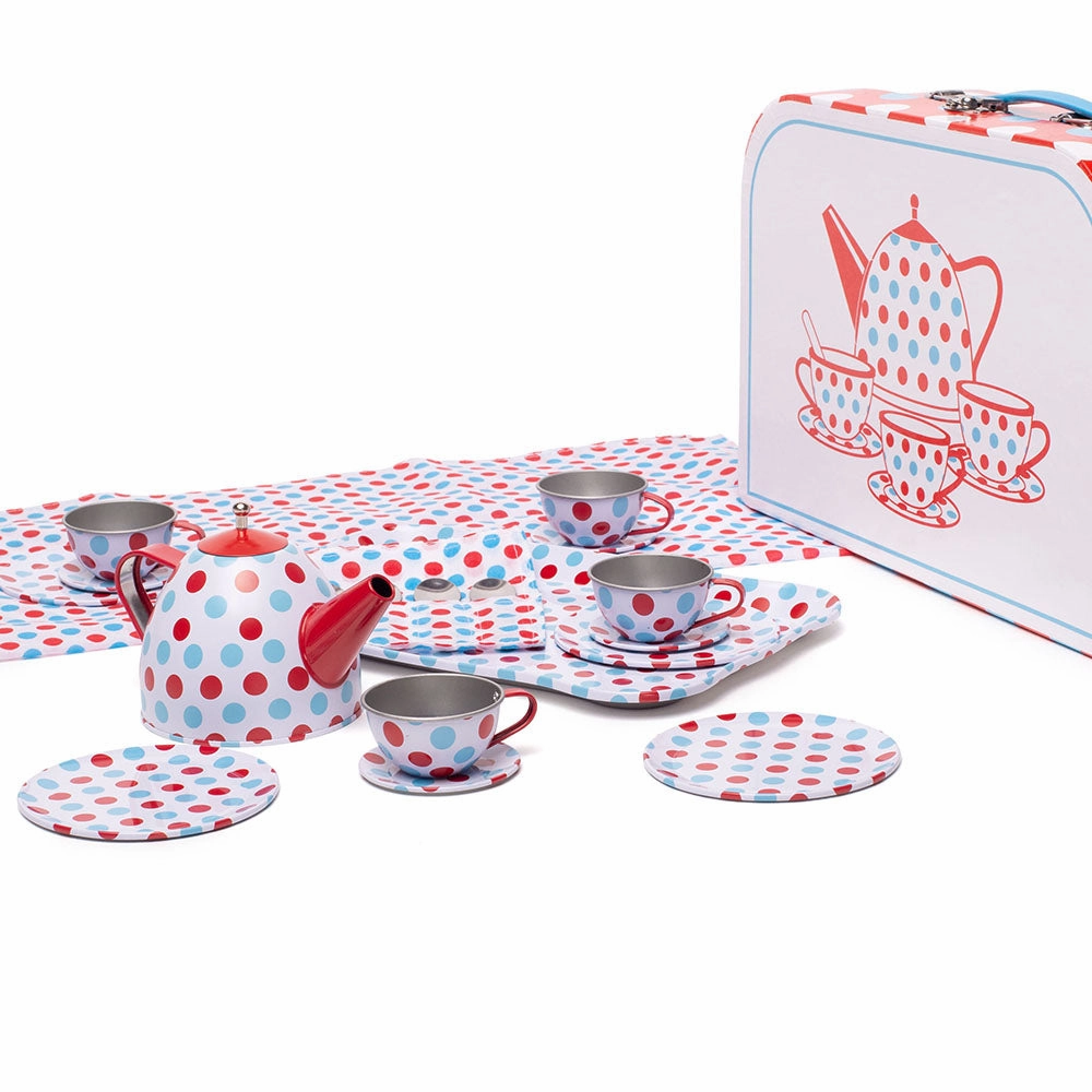 Spotted Tea Set In A Case