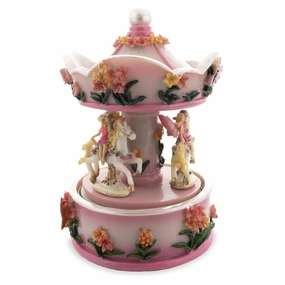Sweet Dreams: Pink Teddy Bear On Rocking Horse - Baby Girl's Musical Water Snow Globe