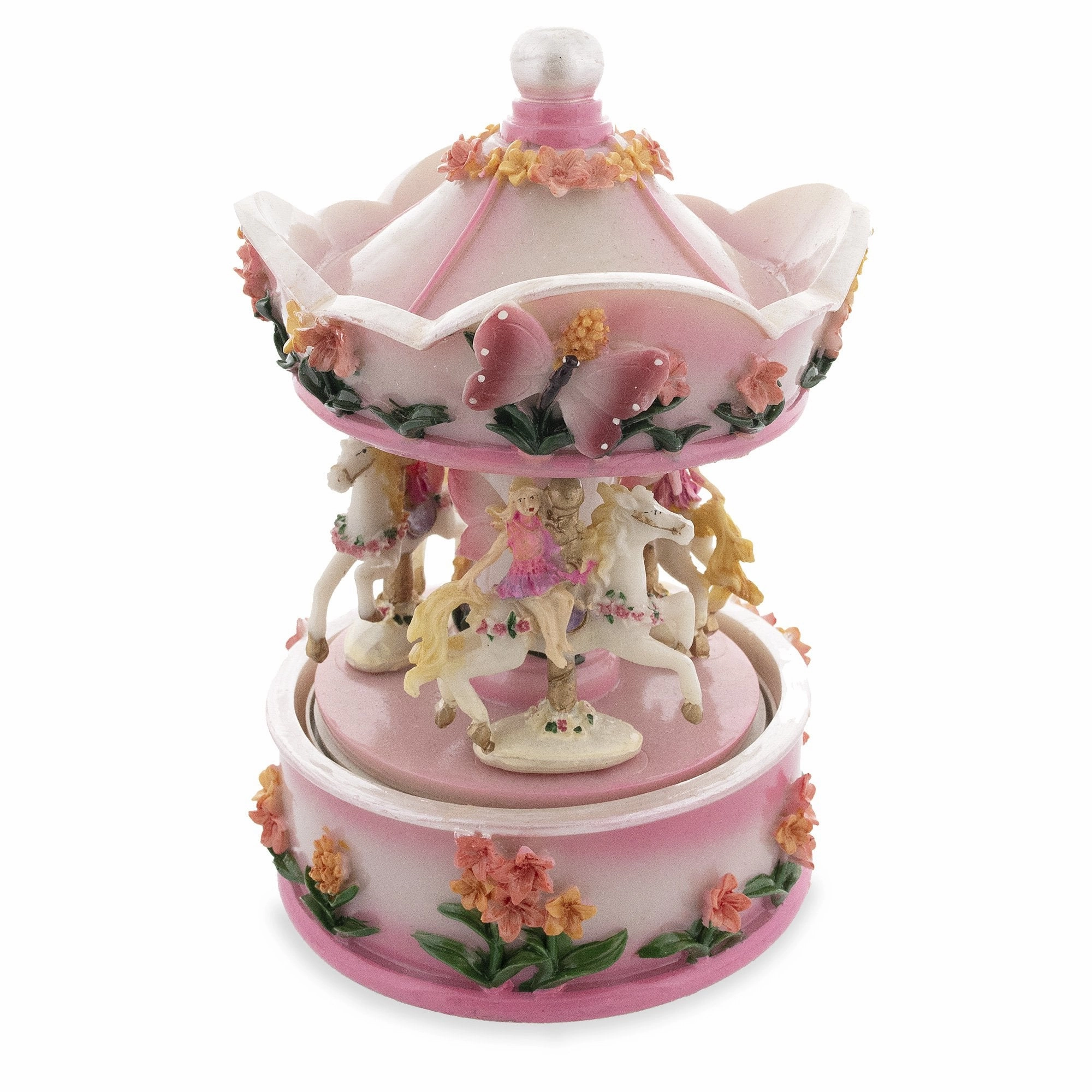 Sweet Dreams: Pink Teddy Bear On Rocking Horse - Baby Girl's Musical Water Snow Globe