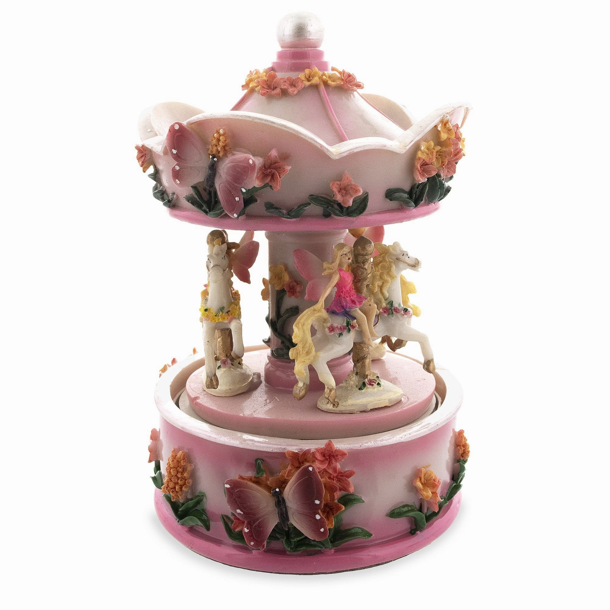 Sweet Dreams: Pink Teddy Bear On Rocking Horse - Baby Girl's Musical Water Snow Globe