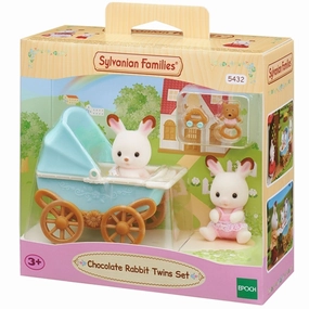 Sylvanian Families? Chocolate Rabbit Twins Set (New Pram)