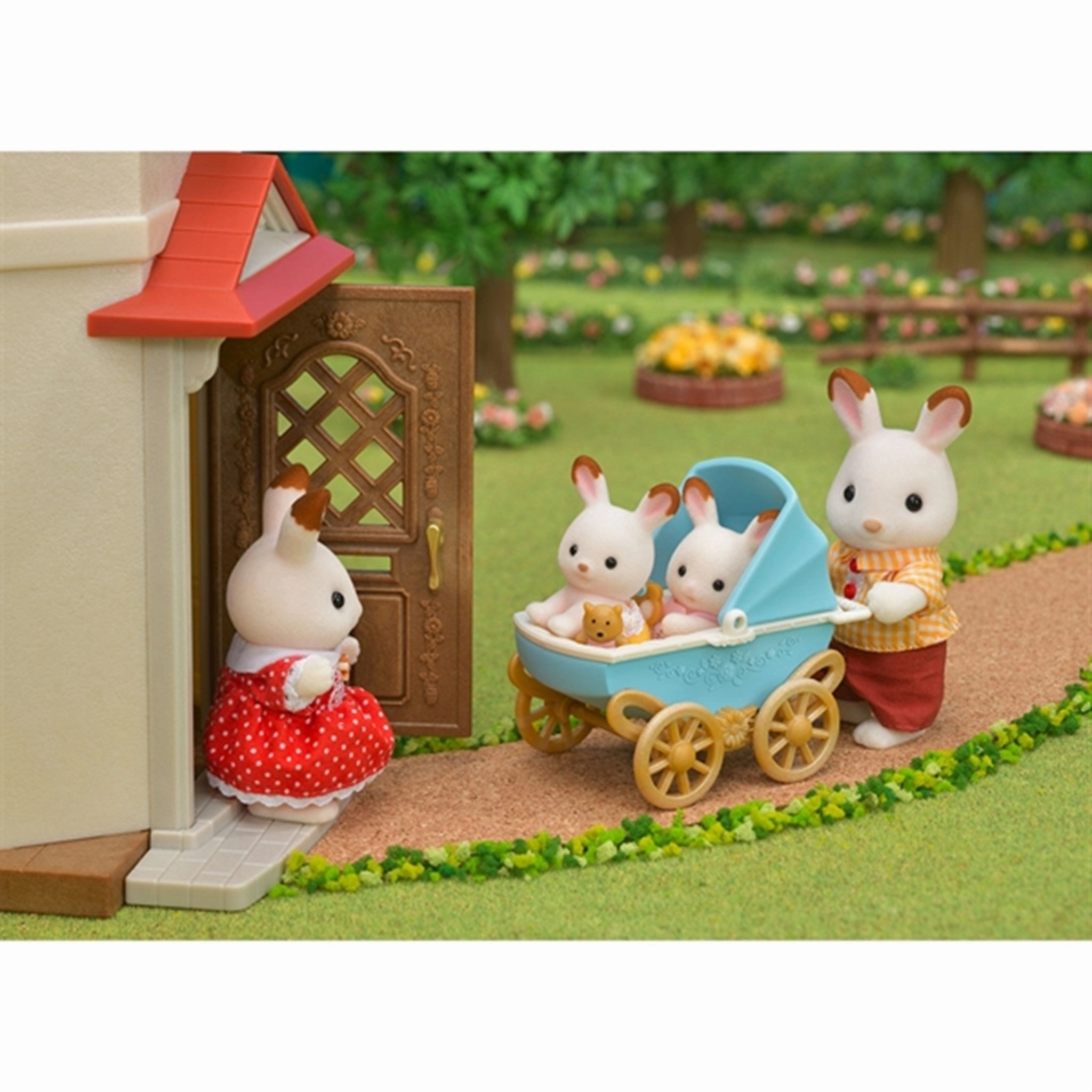 Sylvanian Families? Chocolate Rabbit Twins Set (New Pram)