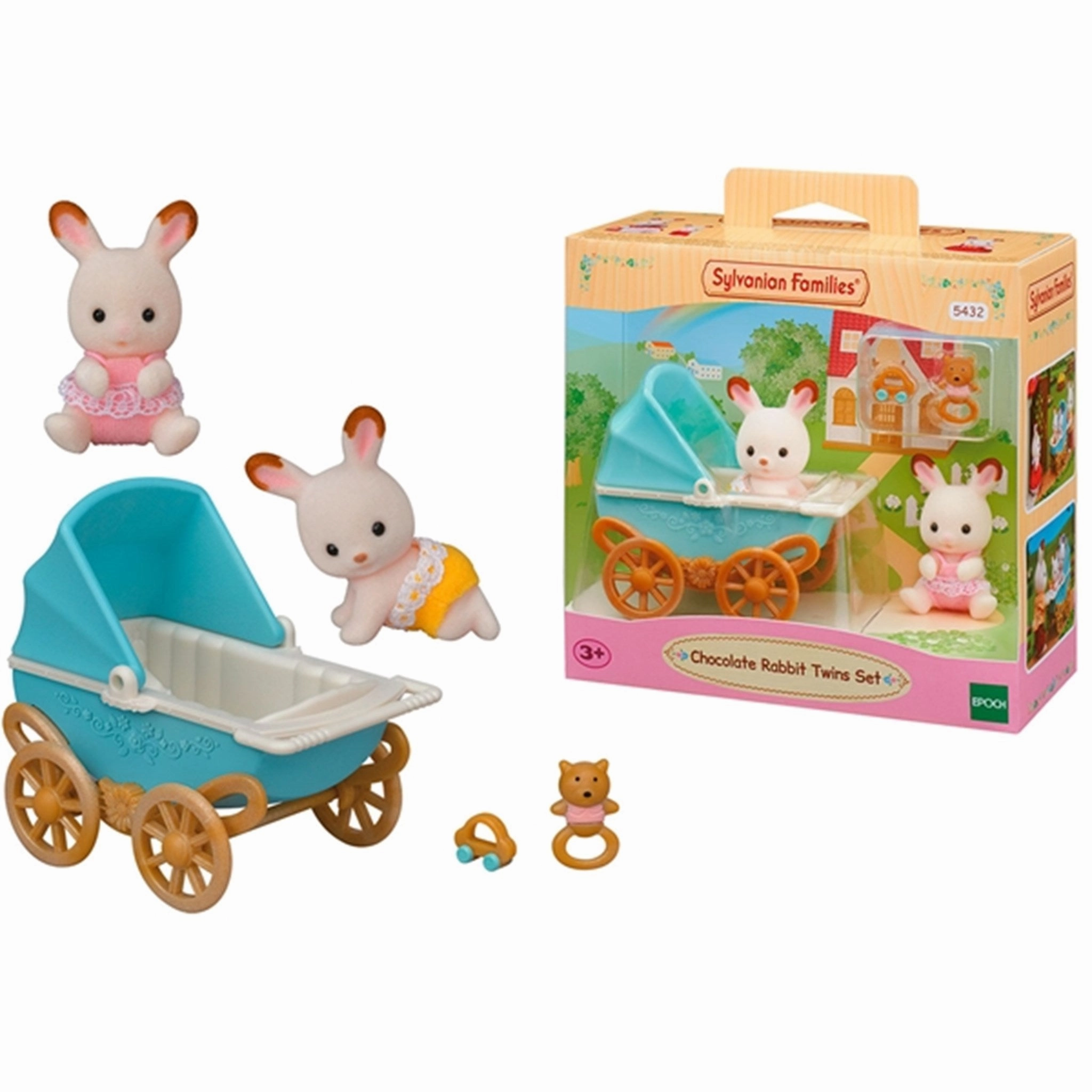Sylvanian Families? Chocolate Rabbit Twins Set (New Pram)