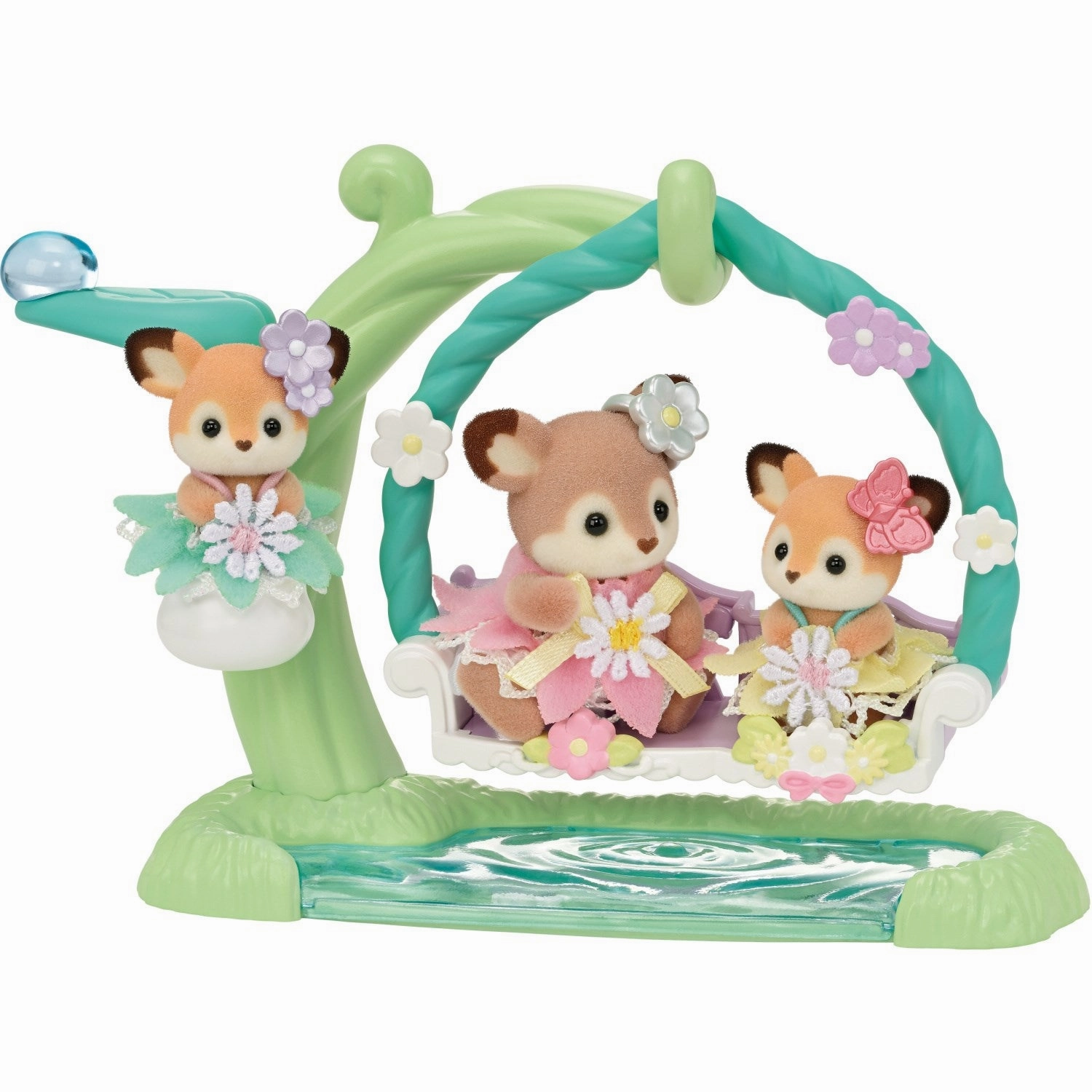 Sylvanian Families? Deer Babies - Floral Swing Set