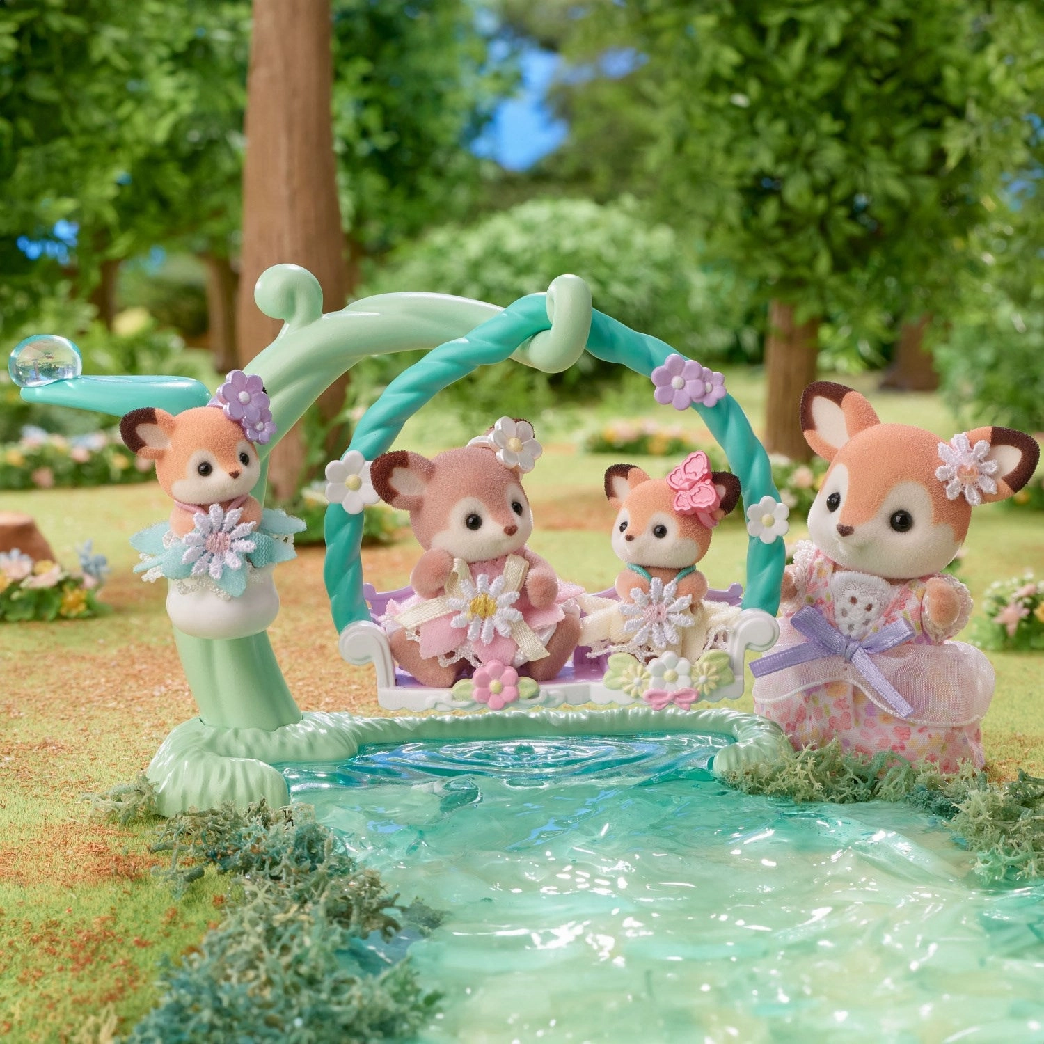 Sylvanian Families? Deer Babies - Floral Swing Set