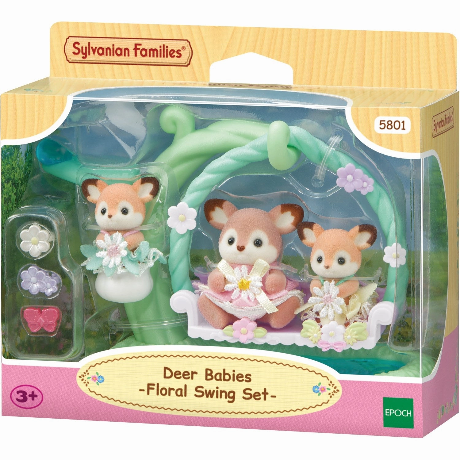 Sylvanian Families? Deer Babies - Floral Swing Set
