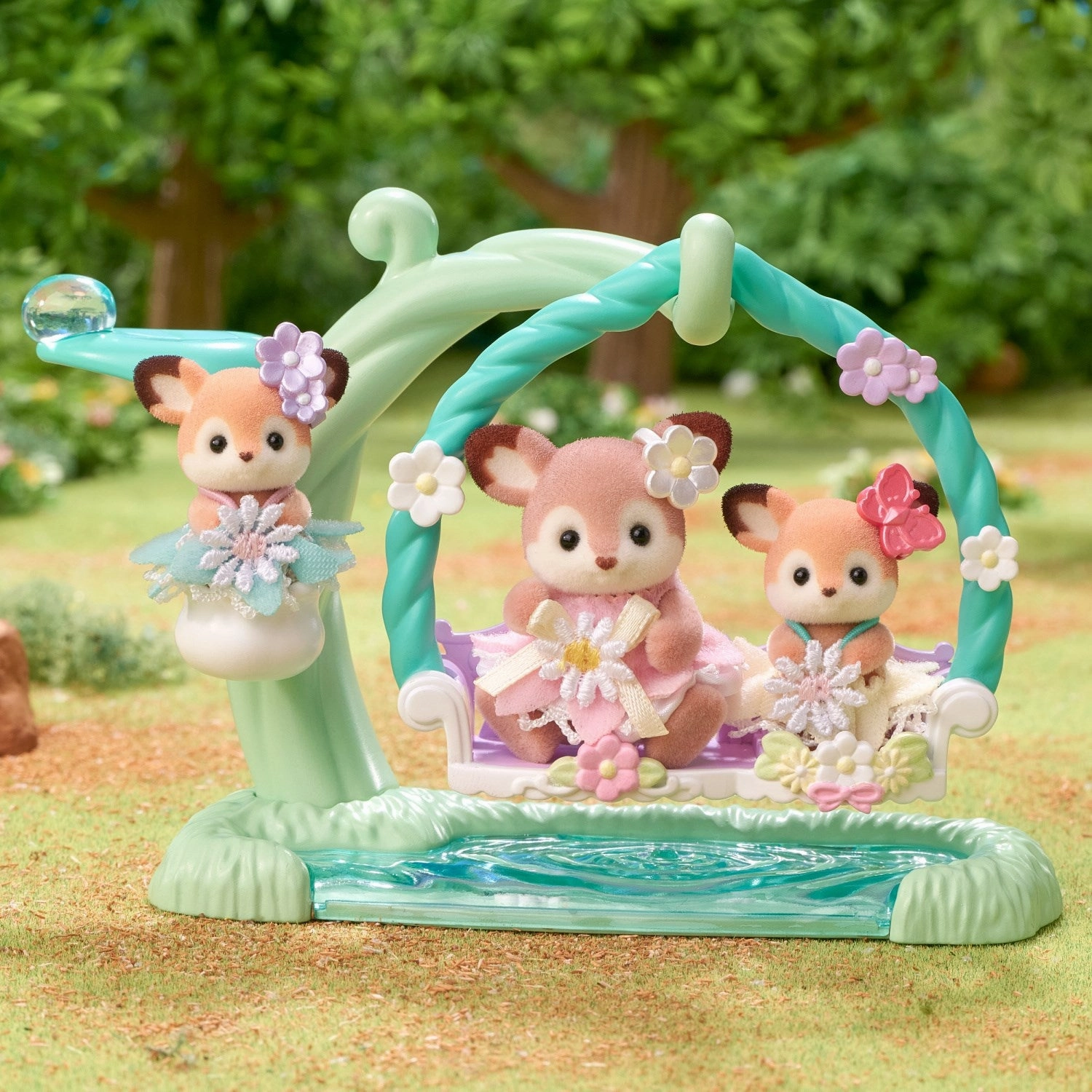 Sylvanian Families? Deer Babies - Floral Swing Set