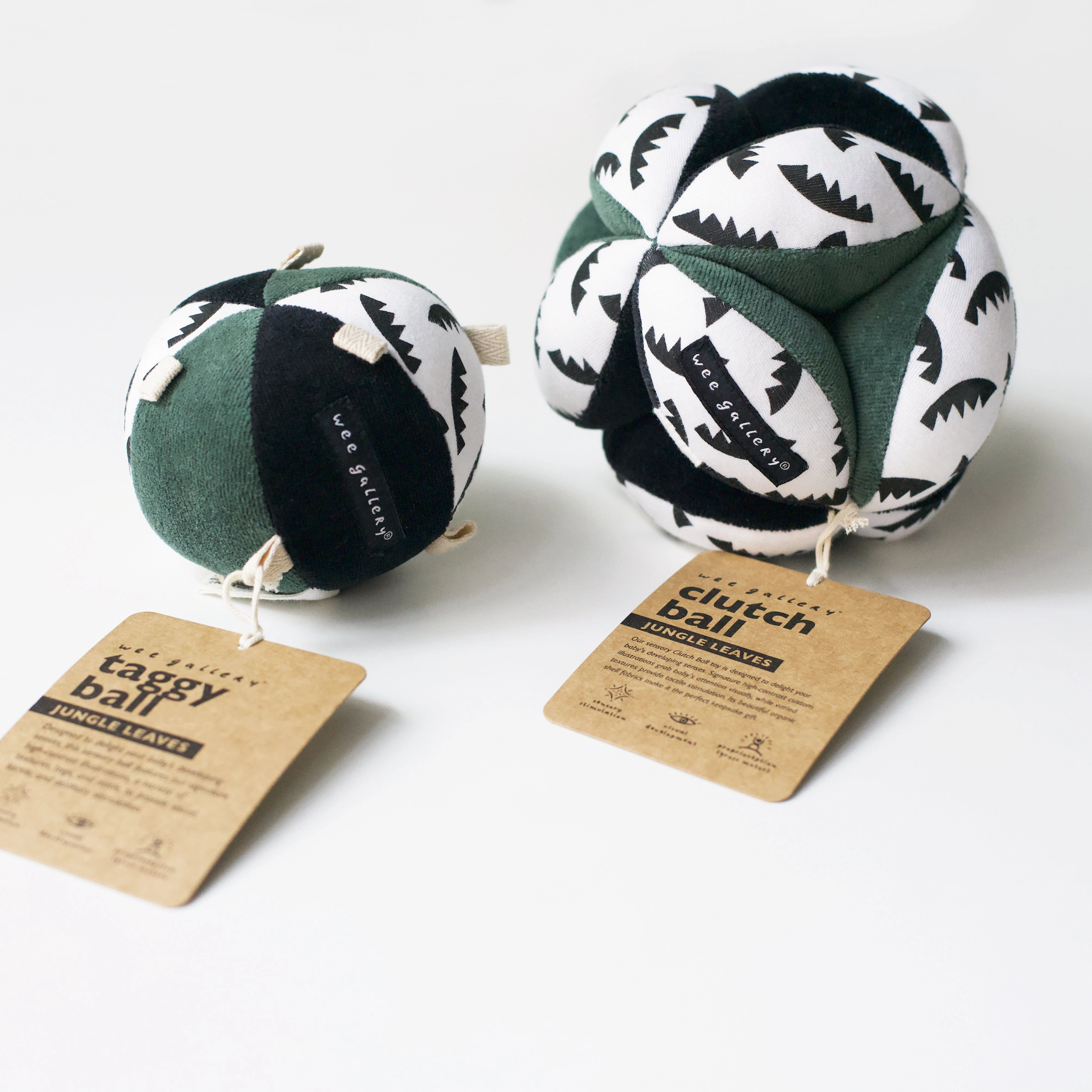 Taggy Ball With Rattle - Jungle Leaves
