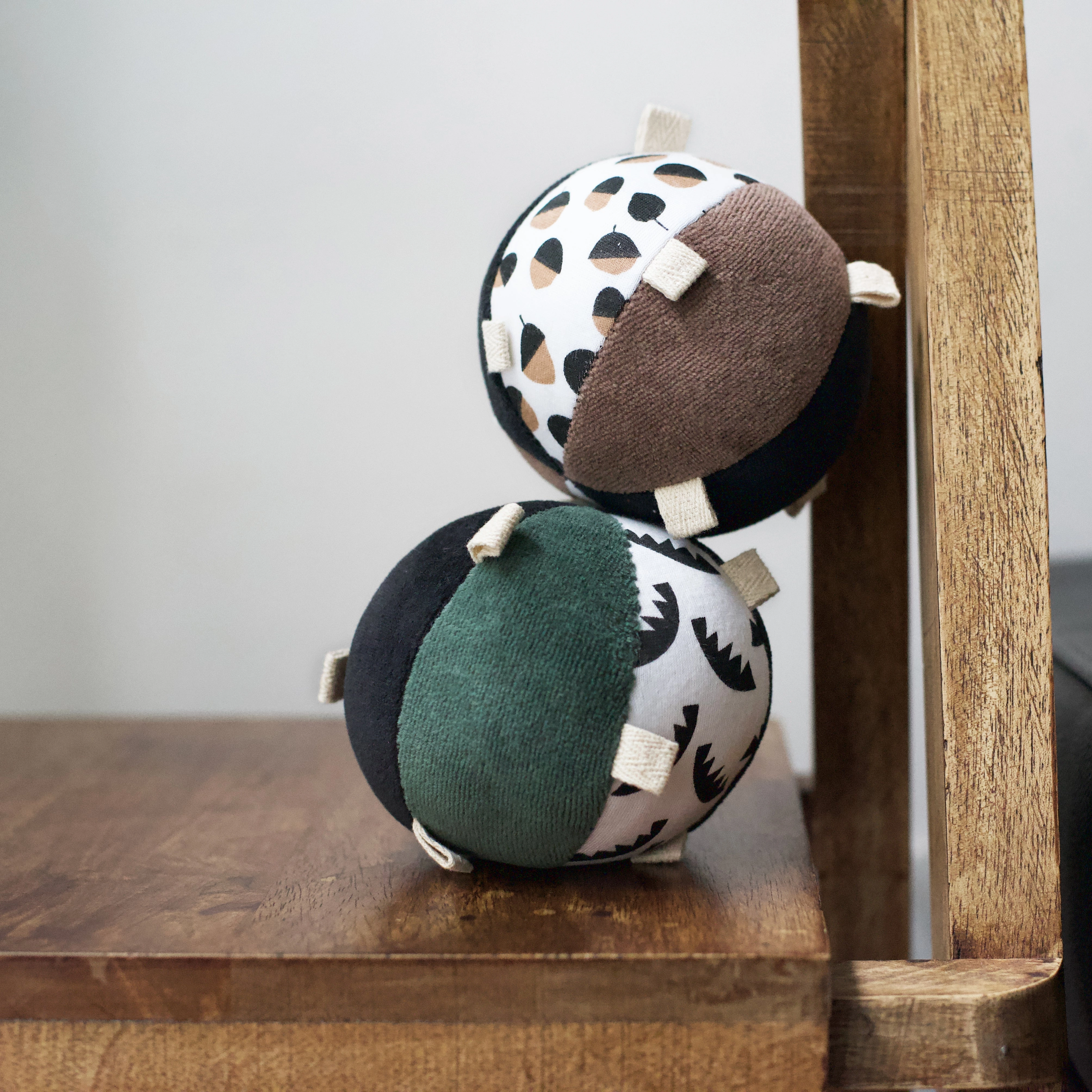 Taggy Ball With Rattle - Jungle Leaves