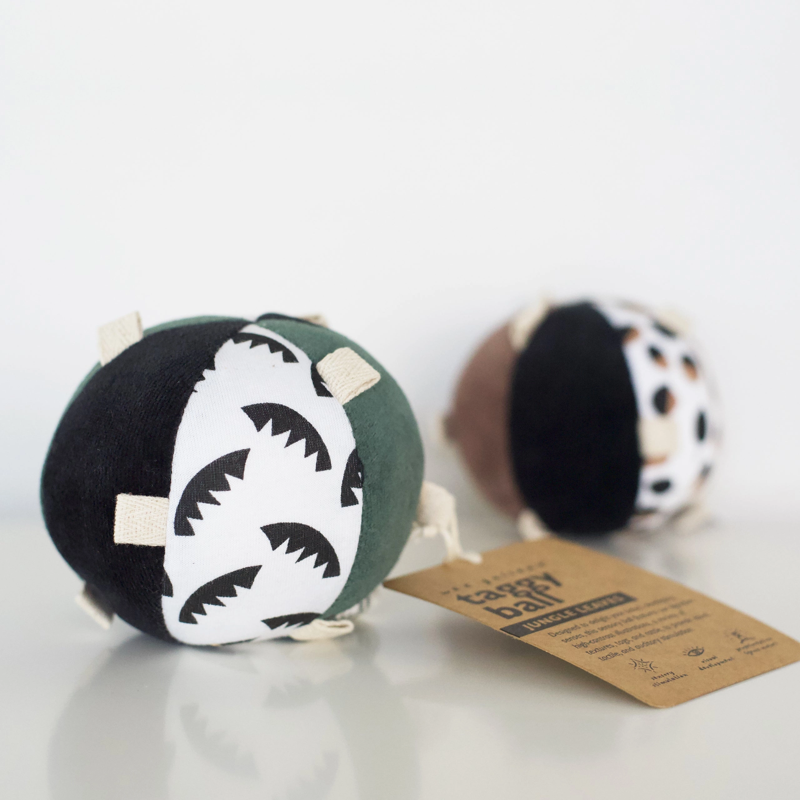 Taggy Ball With Rattle - Jungle Leaves