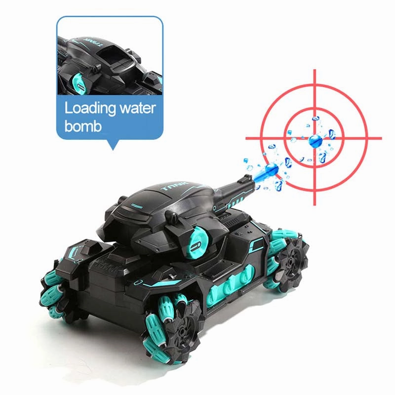Tank Fight Water Bullet Launch 2.4G Remote Control Car 360 Degree Spin RC Car