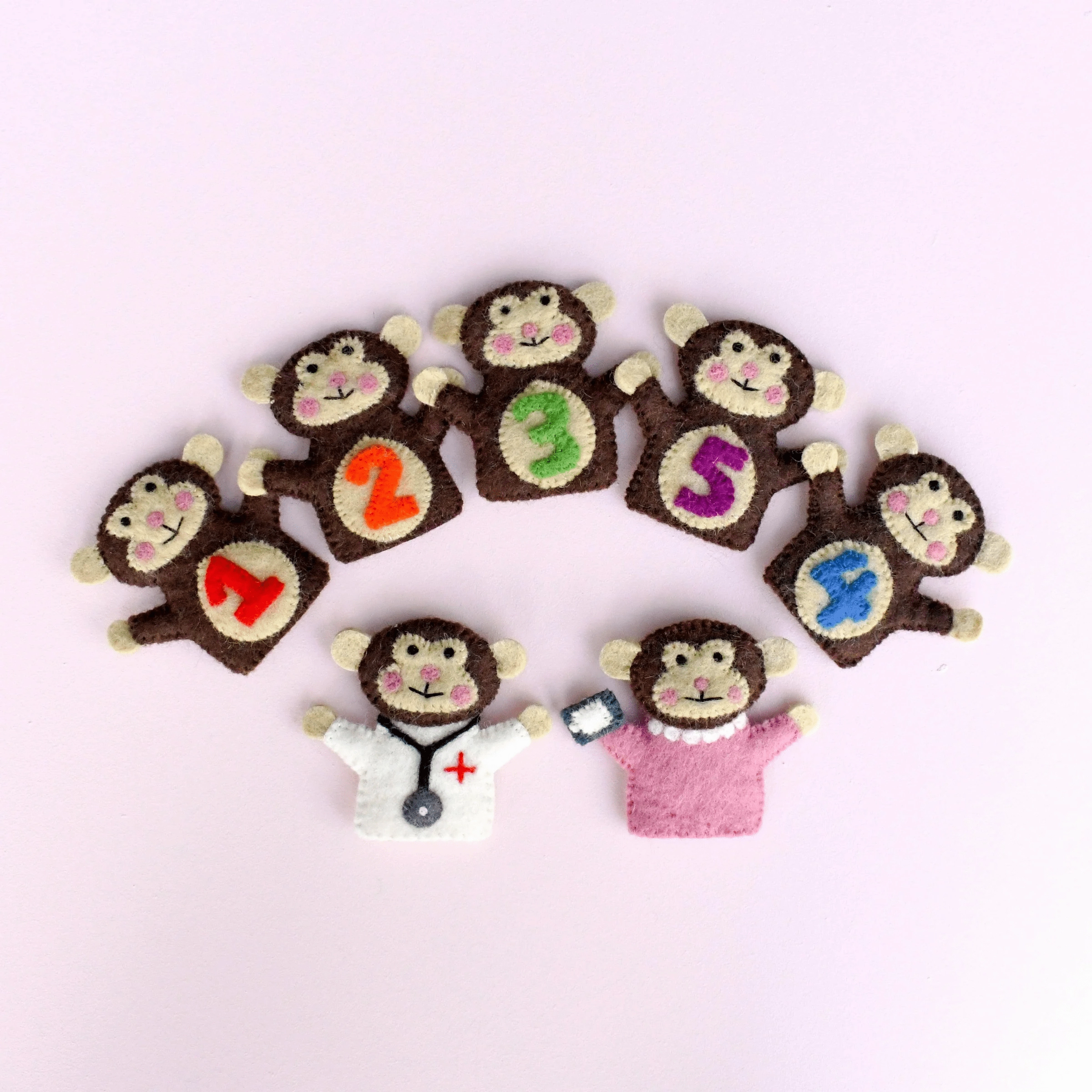 Tara Treasures Five Little Monkeys Finger Puppet Set