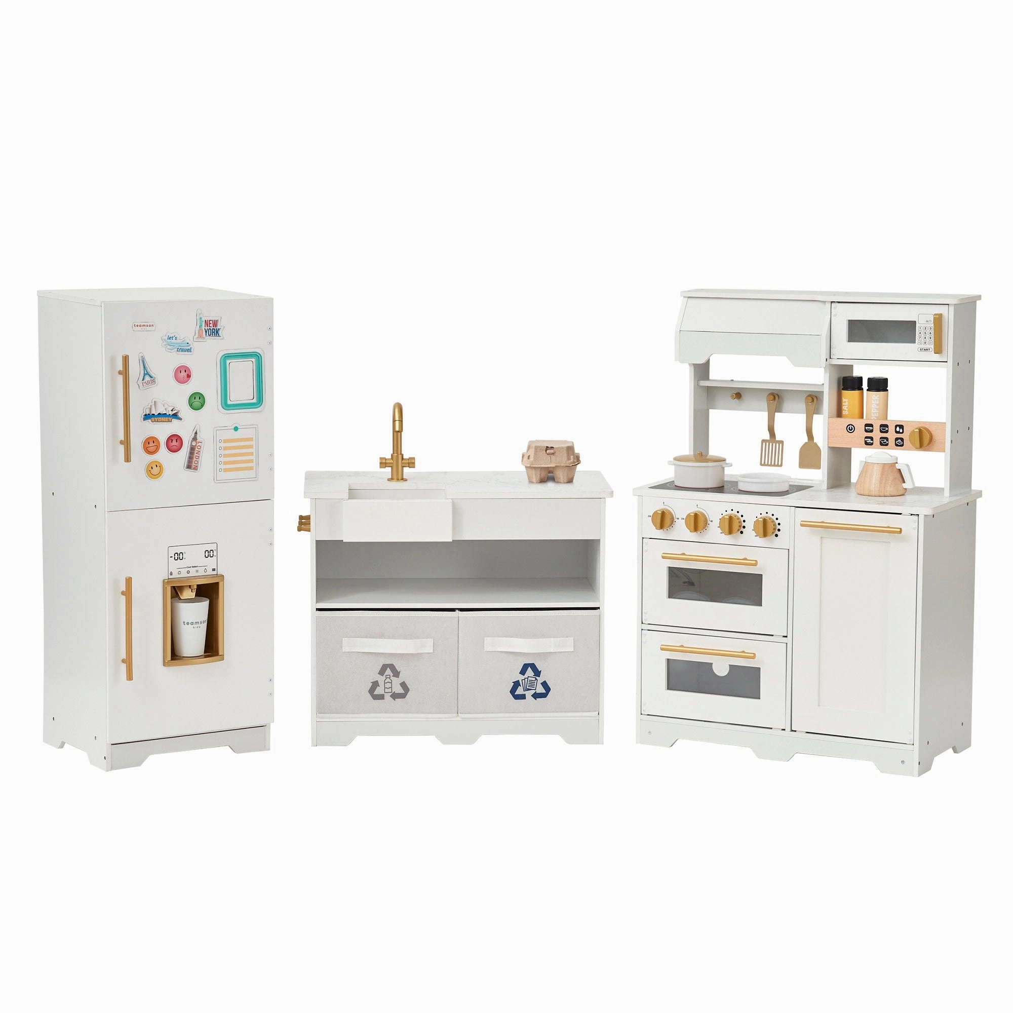 Teamson Kids - Little Chef Atlanta Large Modular Play Kitchen, White/gold