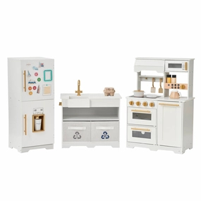 Teamson Kids - Little Chef Atlanta Large Modular Play Kitchen, White/gold