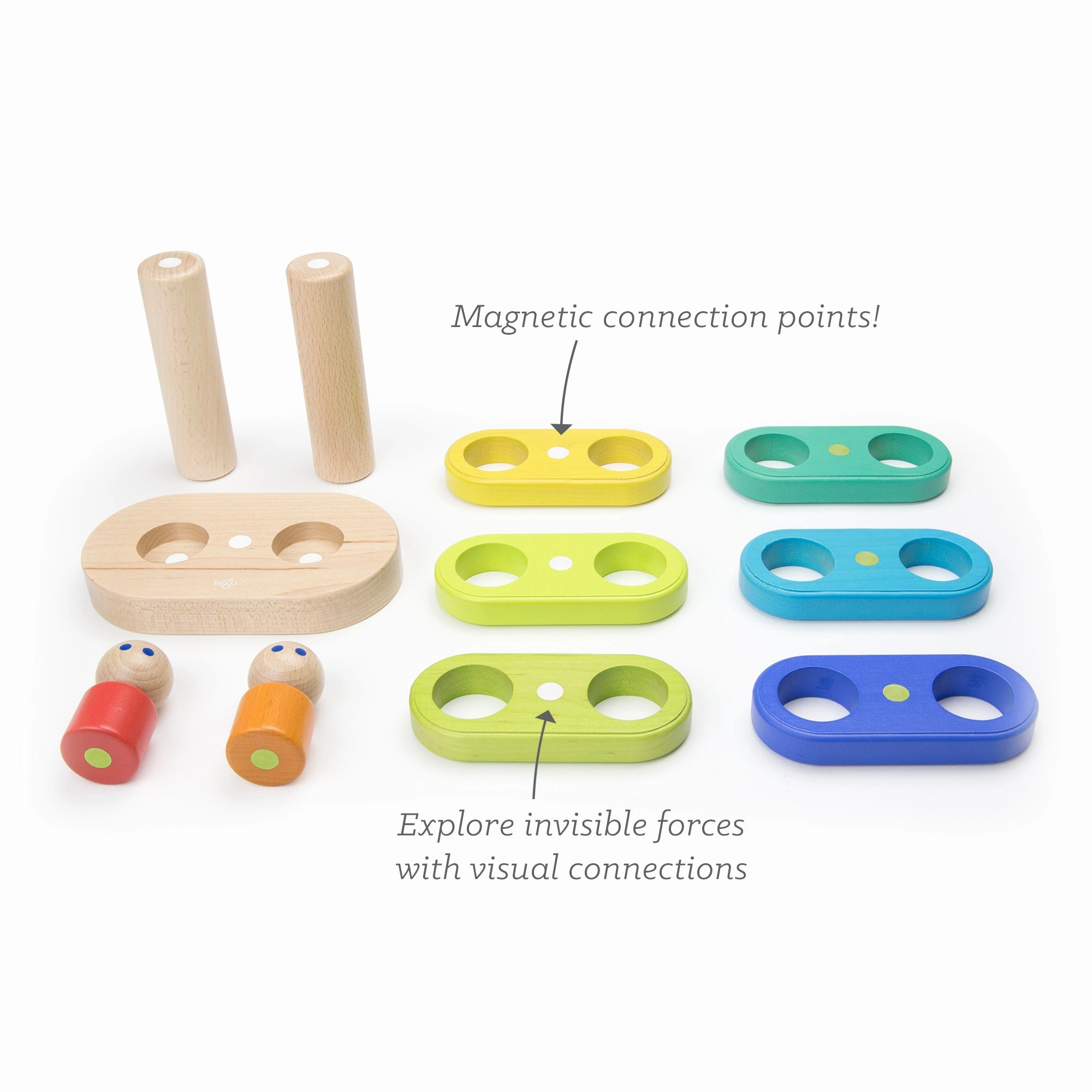 Tegu Floating Stacker Blue & Green Magnetic Wooden Blocks