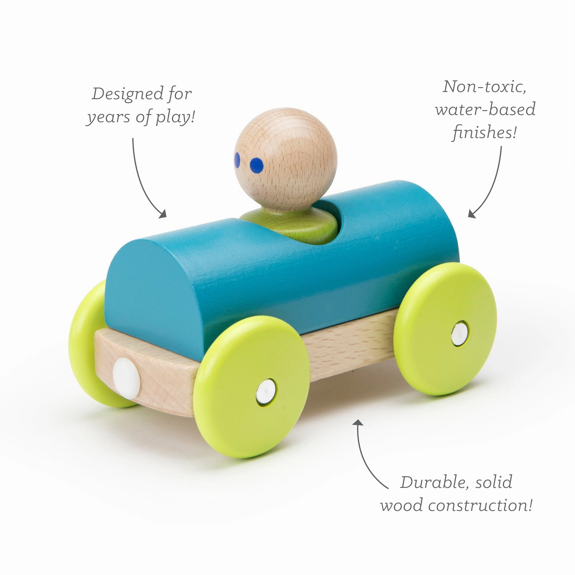 Tegu Magnetic Racers Teal Racer Wooden Blocks