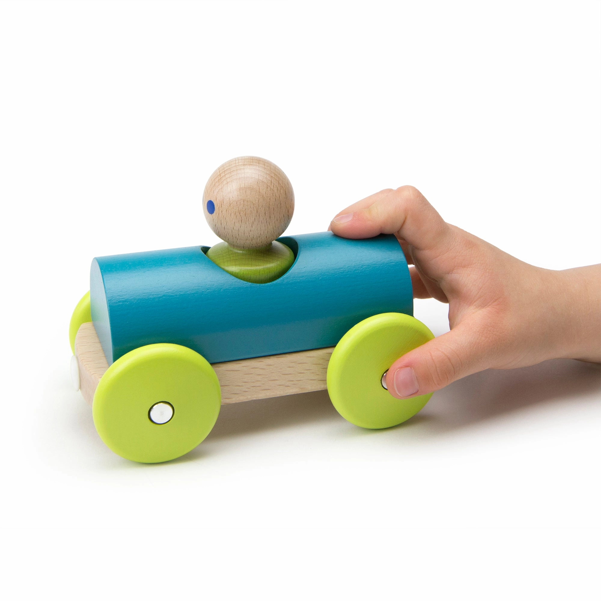 Tegu Magnetic Racers Teal Racer Wooden Blocks
