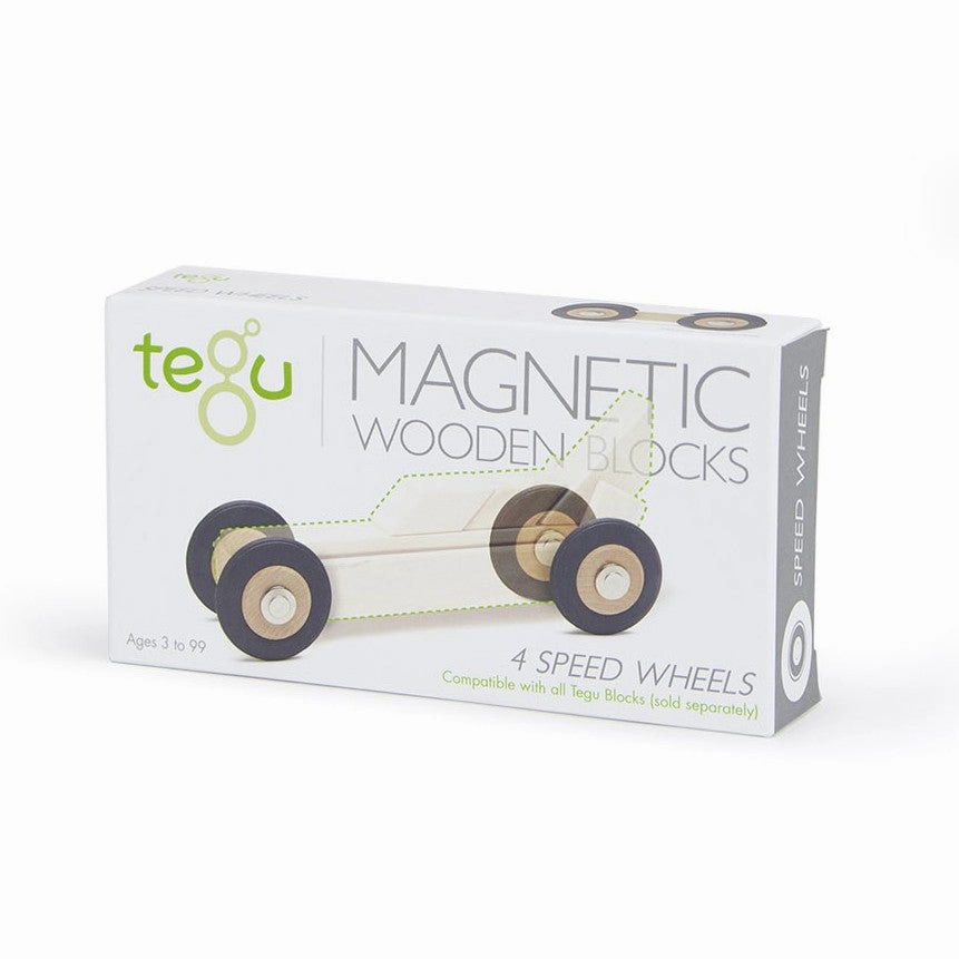 Tegu Speed Wheels Pack of Four Magnetic Wooden Block