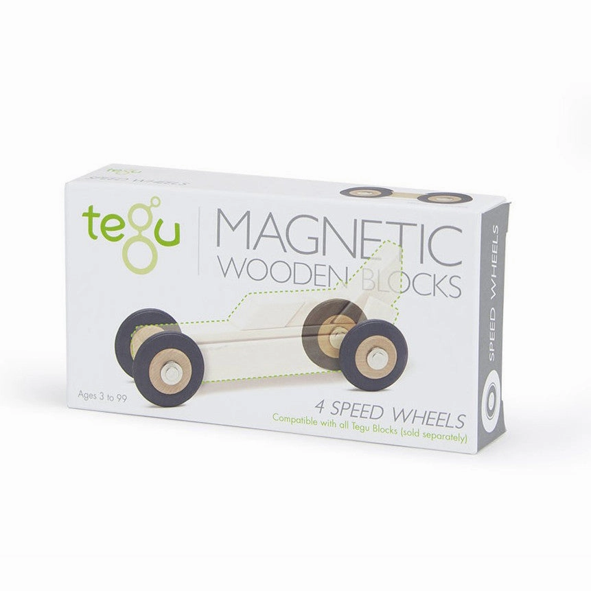 Tegu Speed Wheels Pack of Four Magnetic Wooden Block