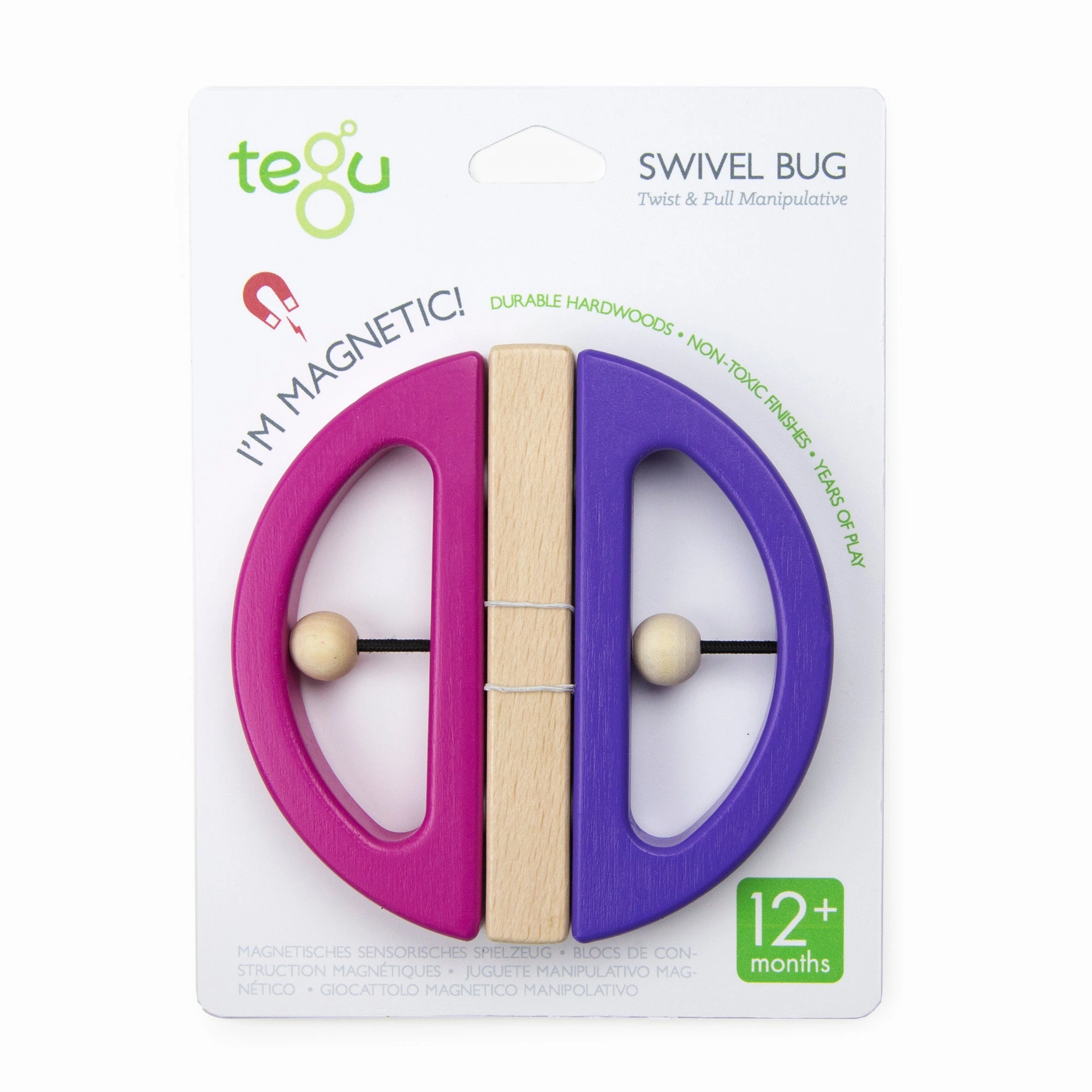 Tegu Swivel Bugs Pink & Purple Magnetic Wooden Blocks