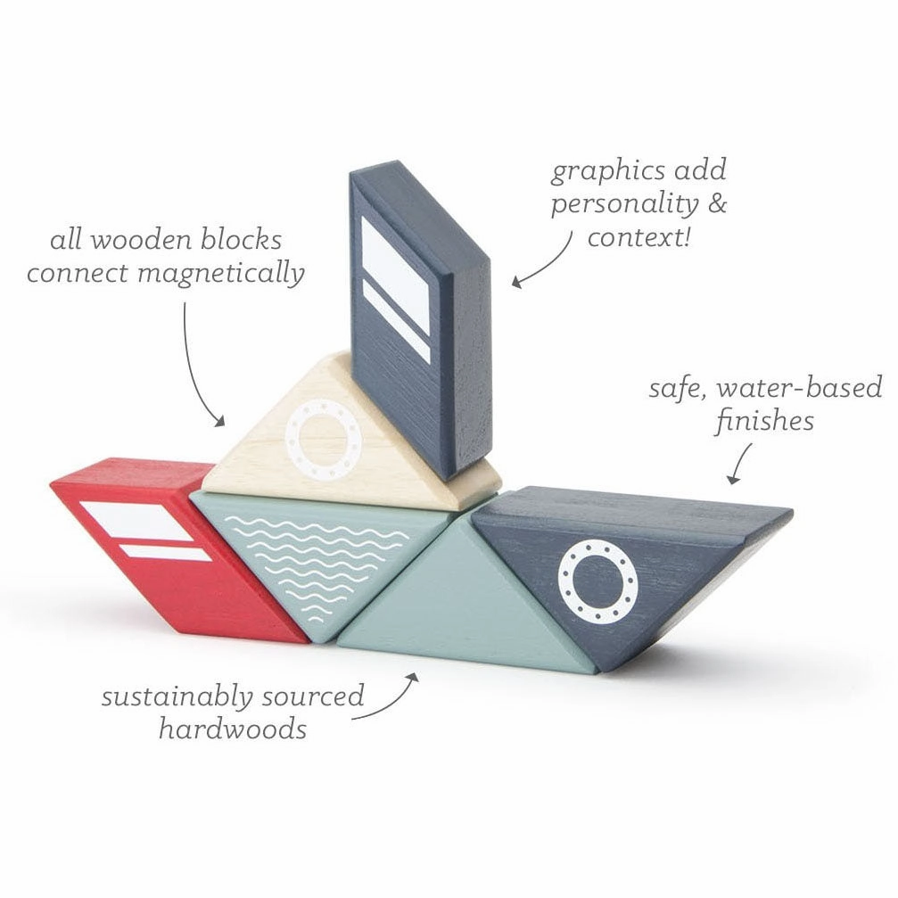 Tegu Travel Pal Tugboat Magnetic Wooden Blocks