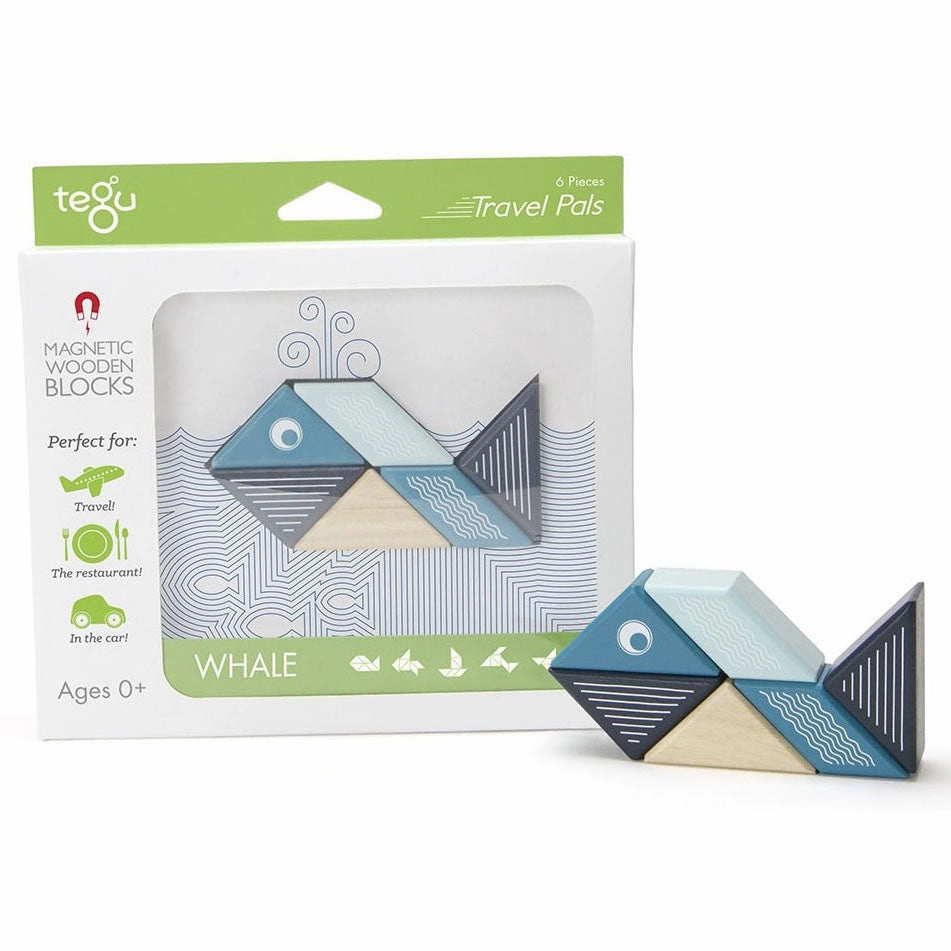 Tegu Travel Pal Whale Magnetic Wooden Blocks