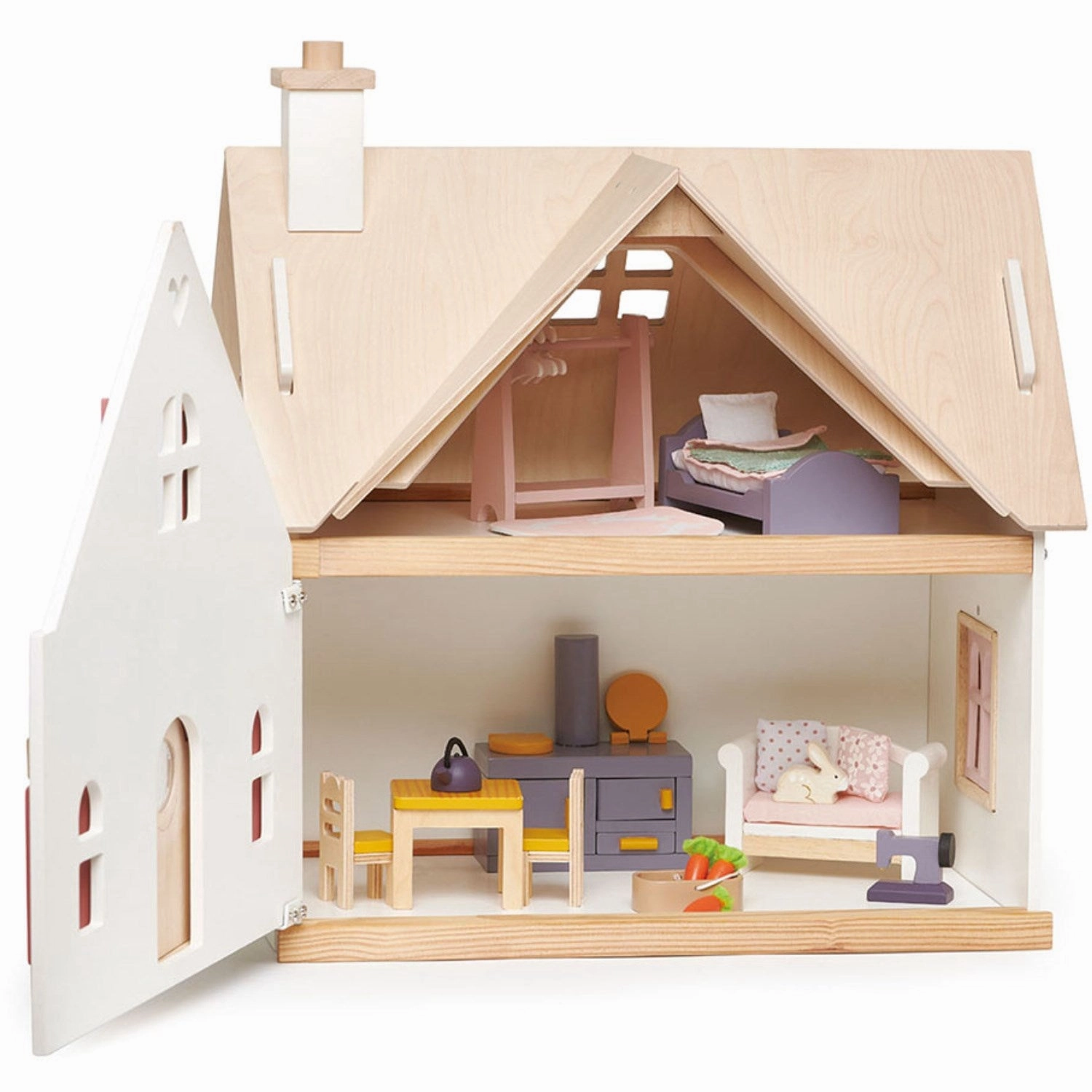 Tender Leaf Dollhus With Furniture - Cottontail Cottage