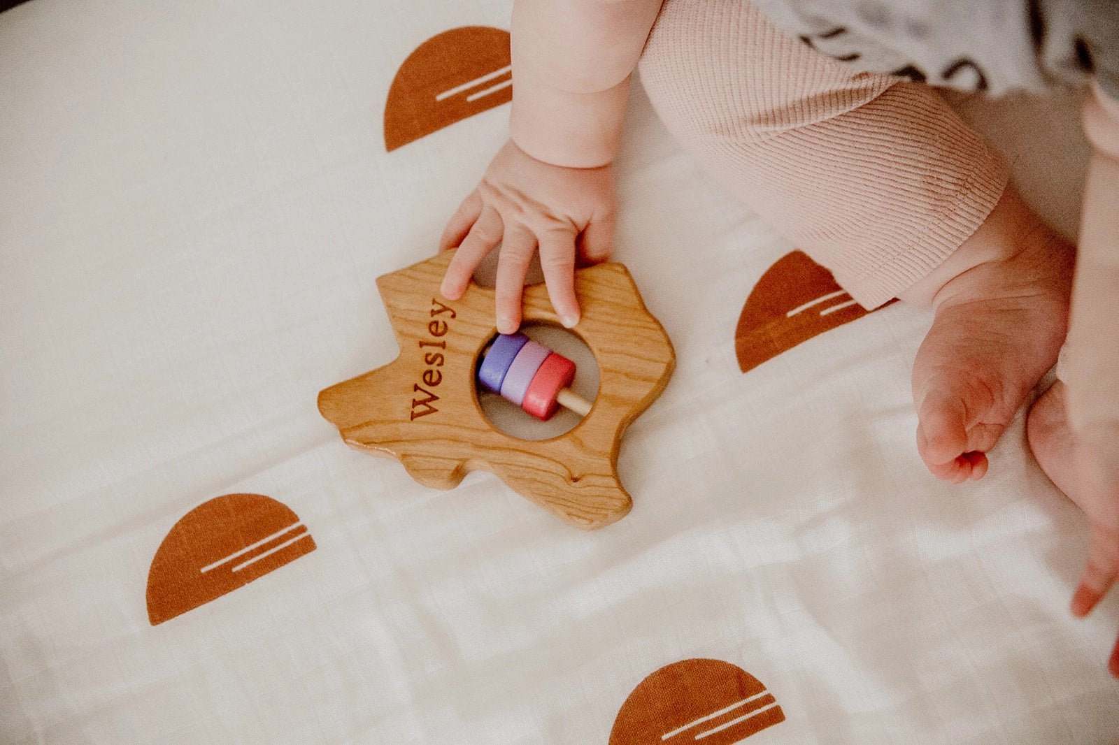 Texas State Wooden Baby Rattle