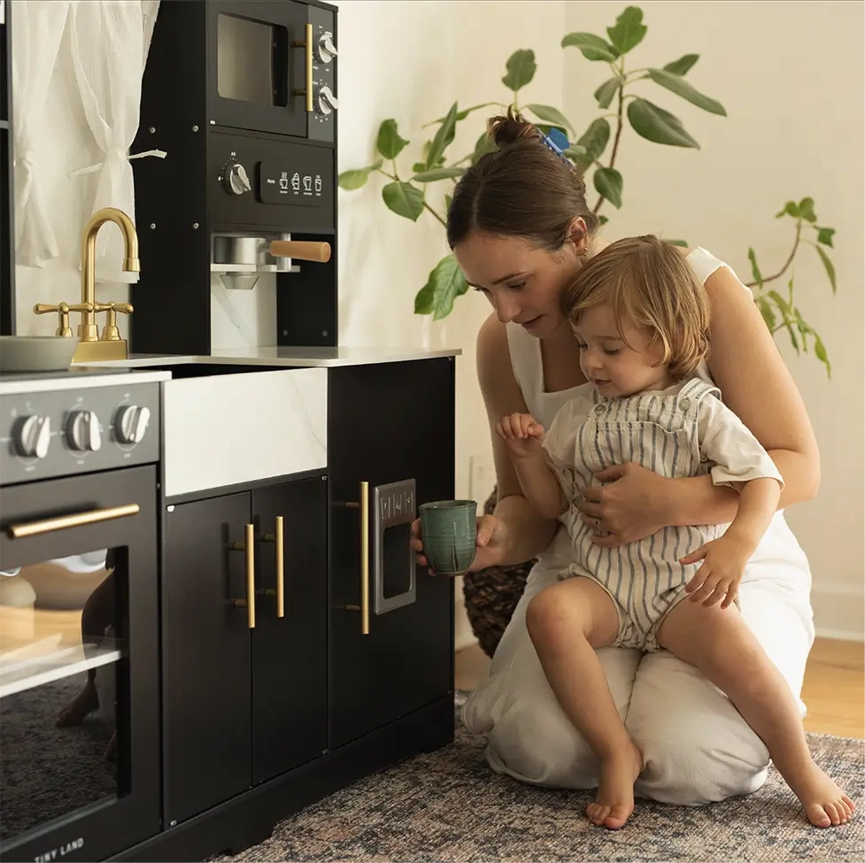 Tiny Land Trendy Black Style Play Kitchen