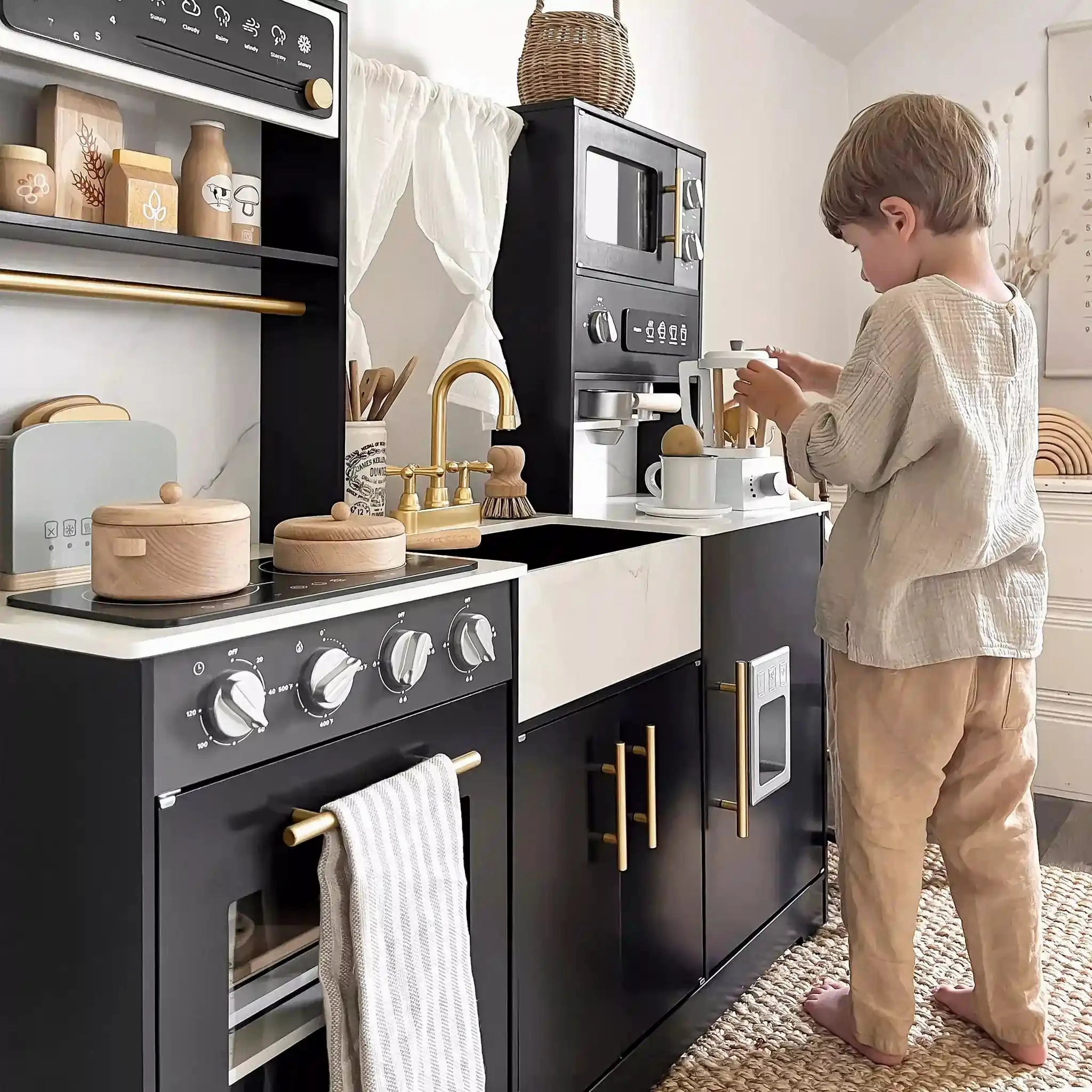 Tiny Land Trendy Black Style Play Kitchen