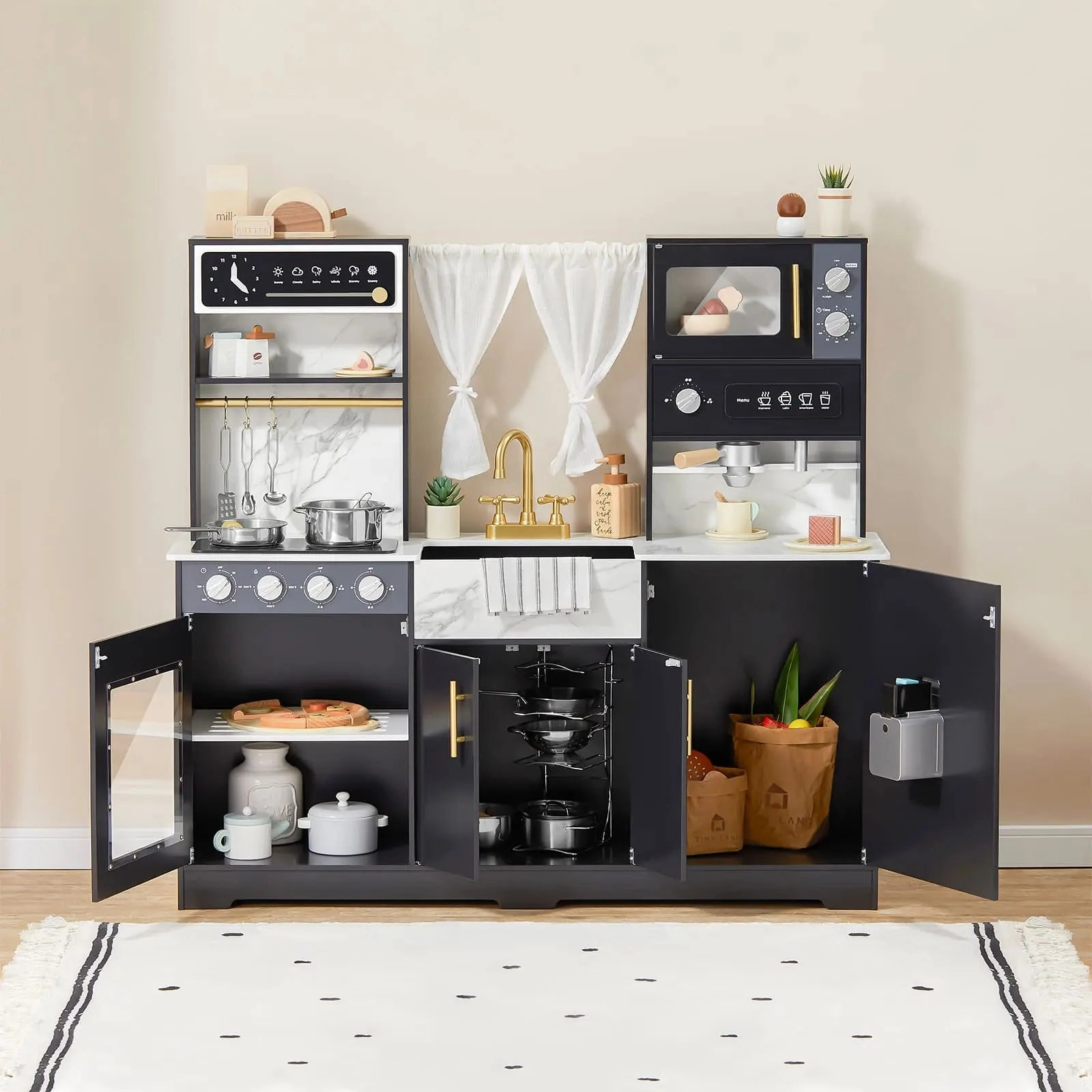 Tiny Land Trendy Black Style Play Kitchen