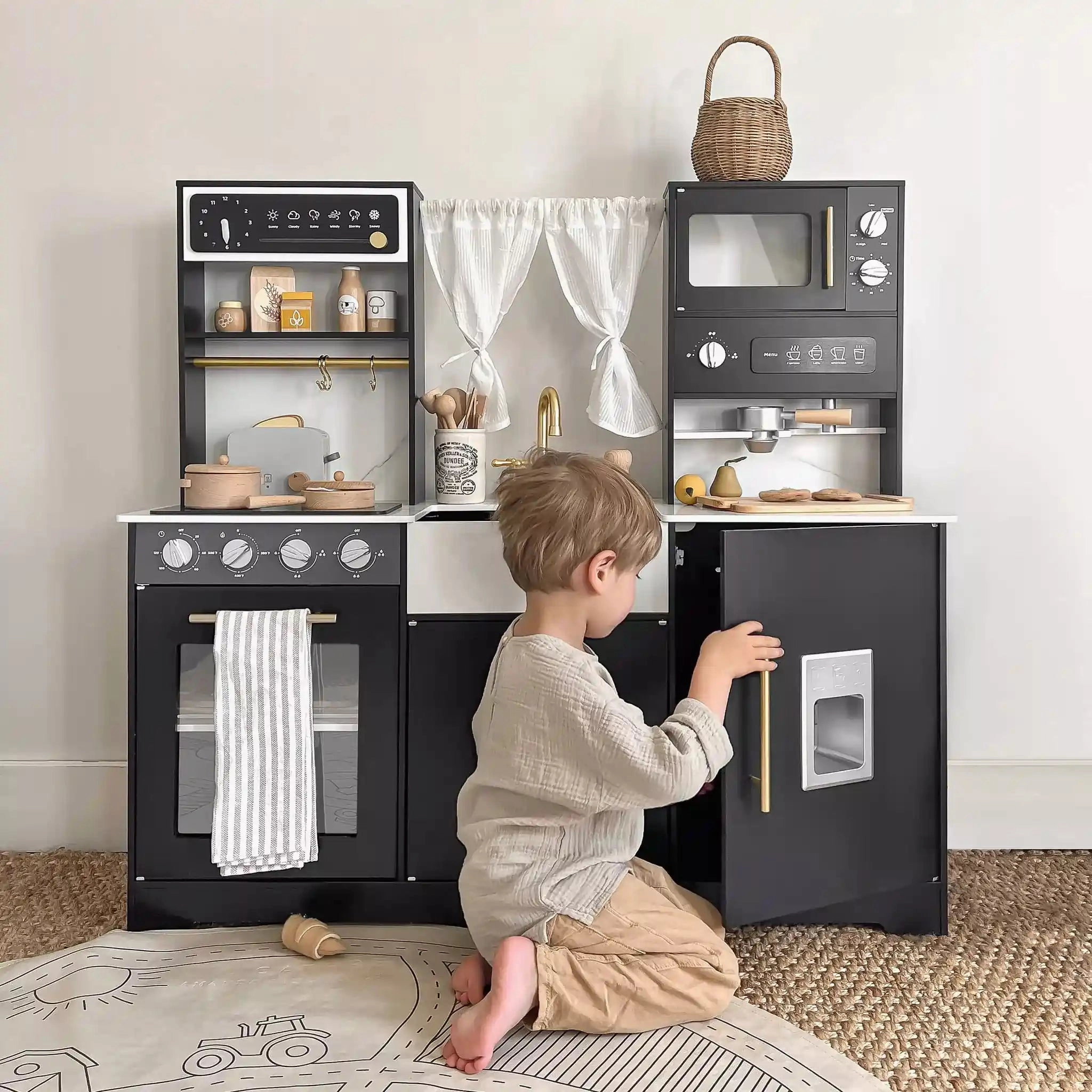 Tiny Land Trendy Black Style Play Kitchen