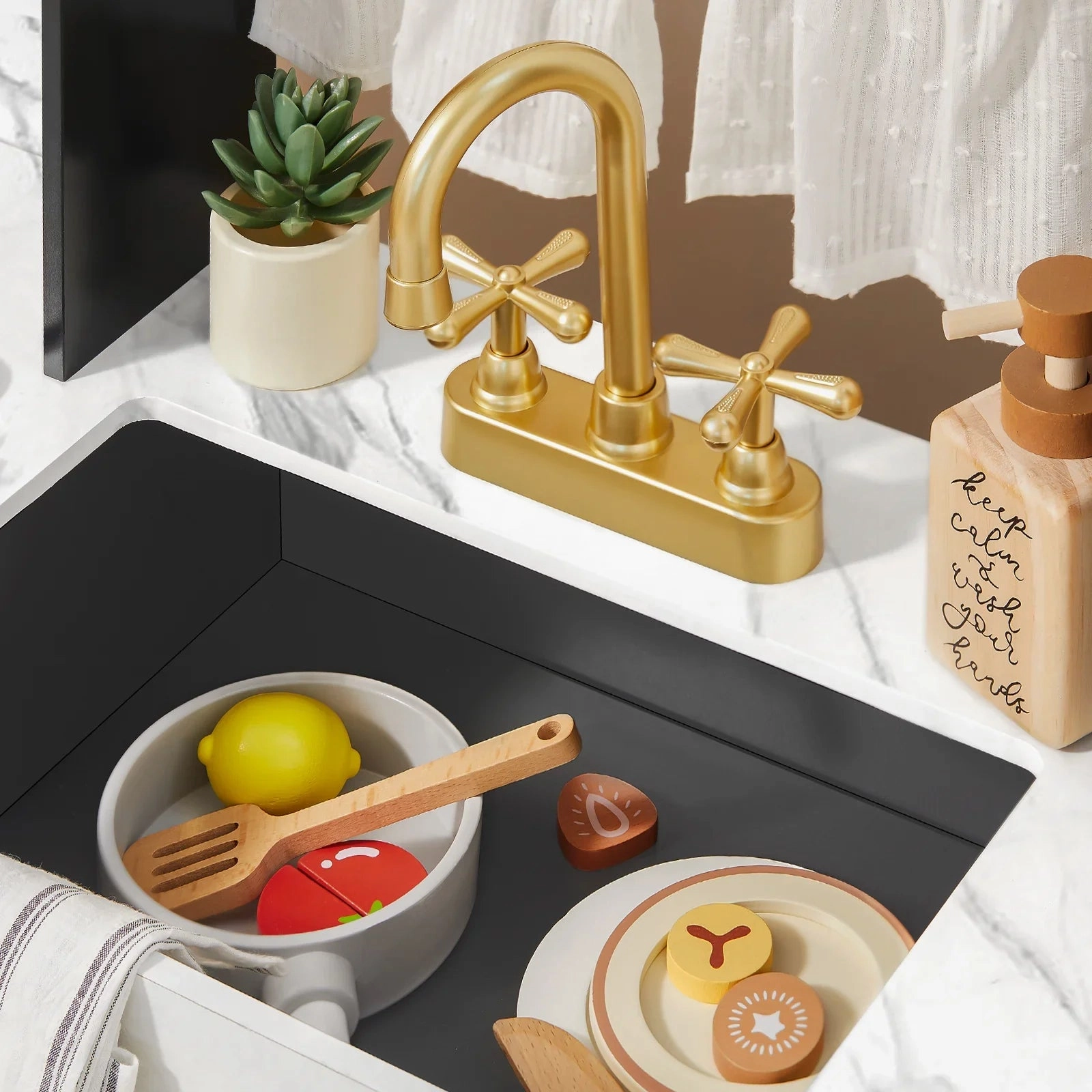 Tiny Land Trendy Black Style Play Kitchen