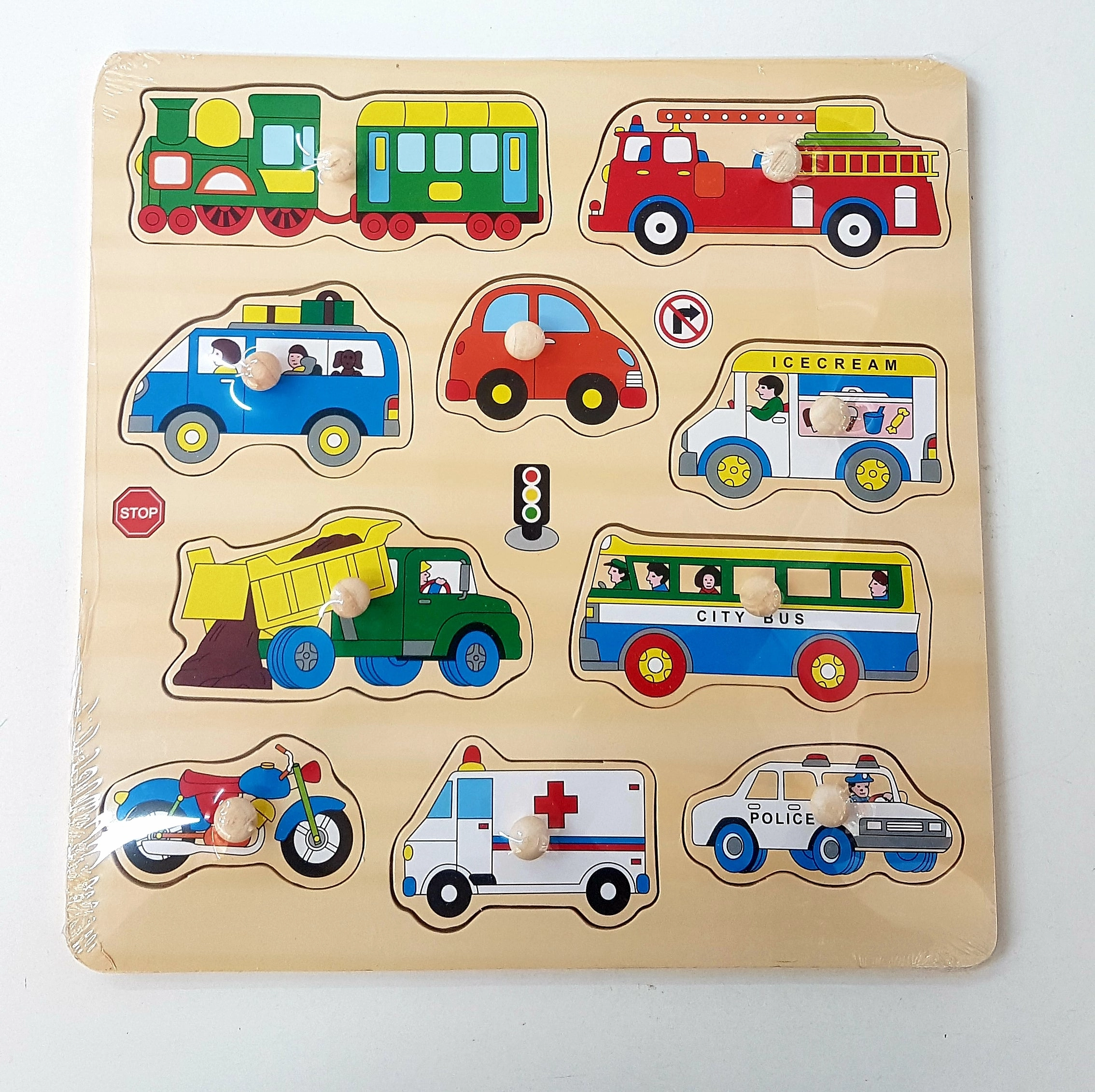 Transport Wooden Knob Puzzle