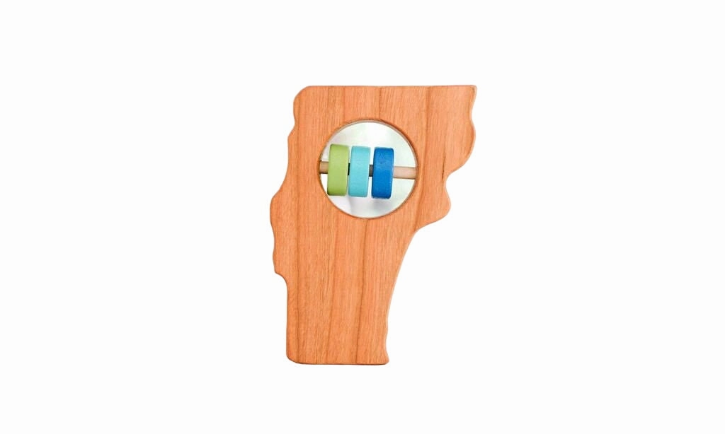Vermont State Wooden Baby Rattle