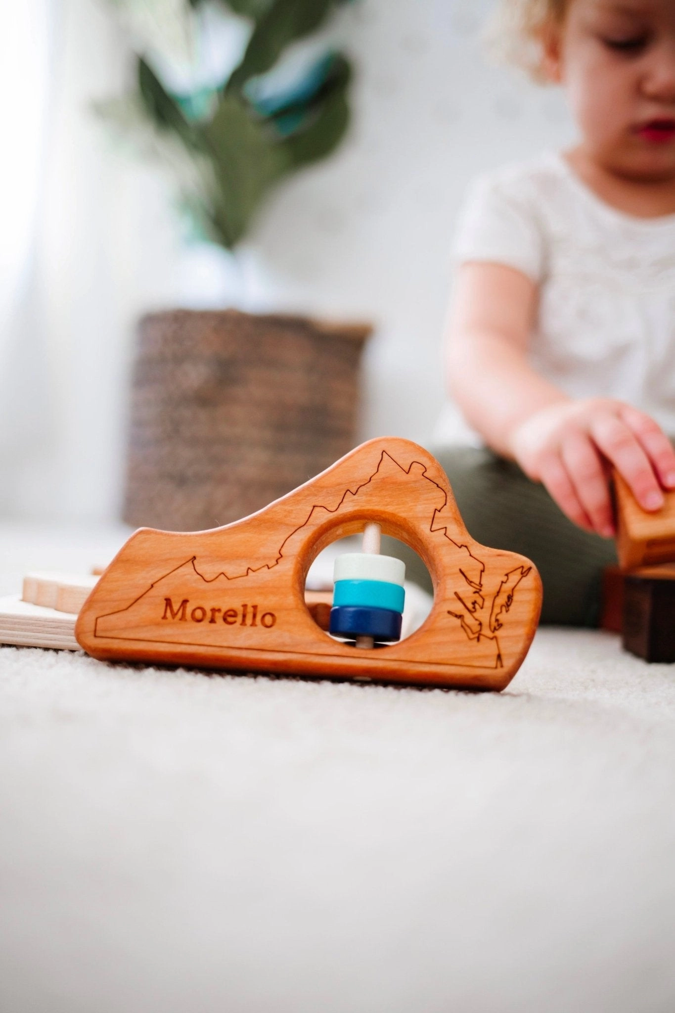 Virginia State Wooden Baby Rattle