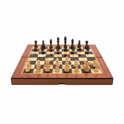 Walnut Folding Chess Set Gloss Finish 16"