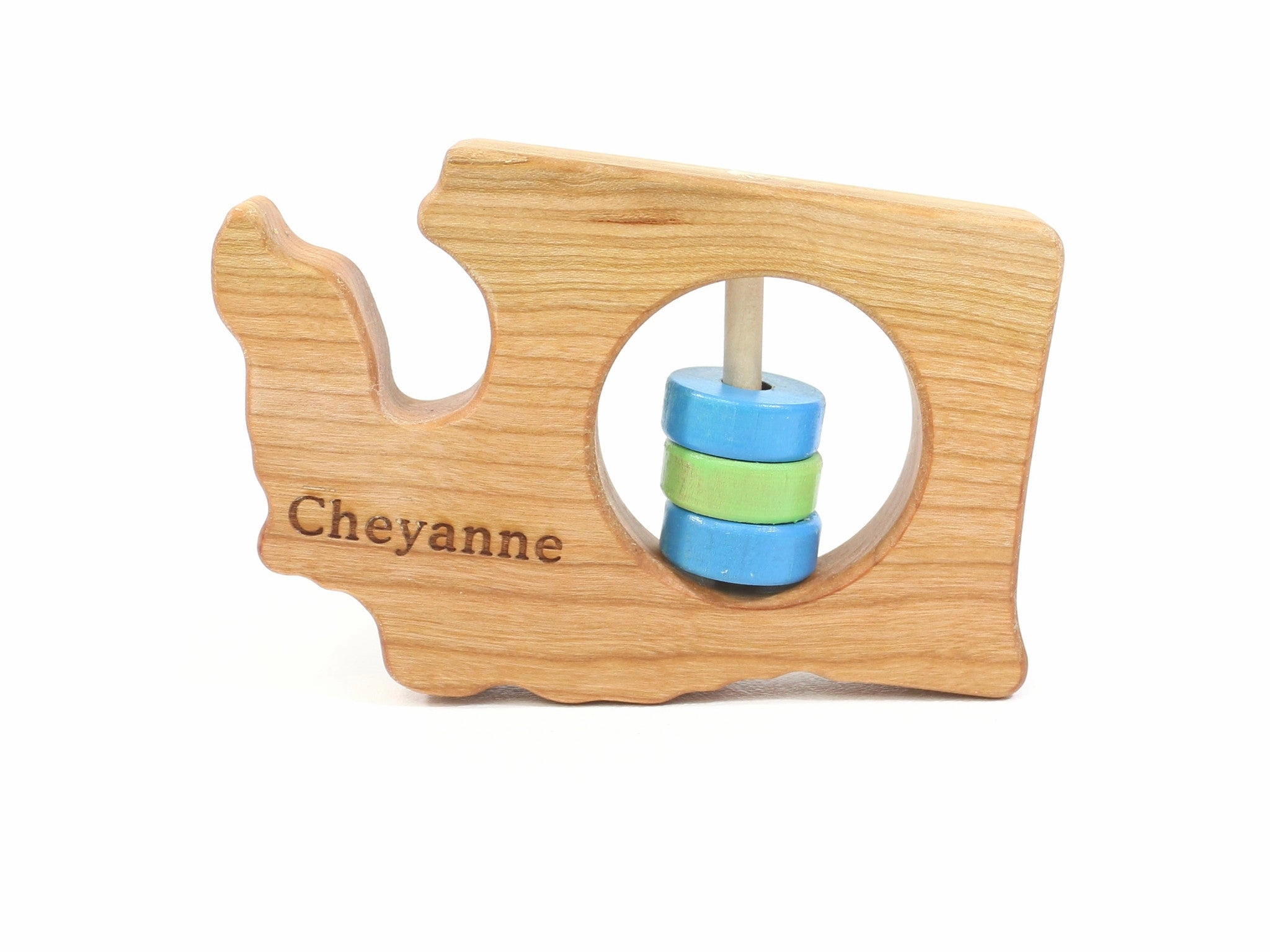 Washington State Wooden Baby Rattle