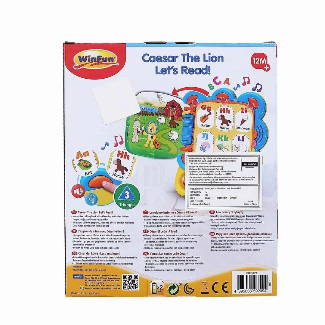 Winfun Caesar the Lion LetS Read, Multi Color Learning Toys for Kids age 12M 