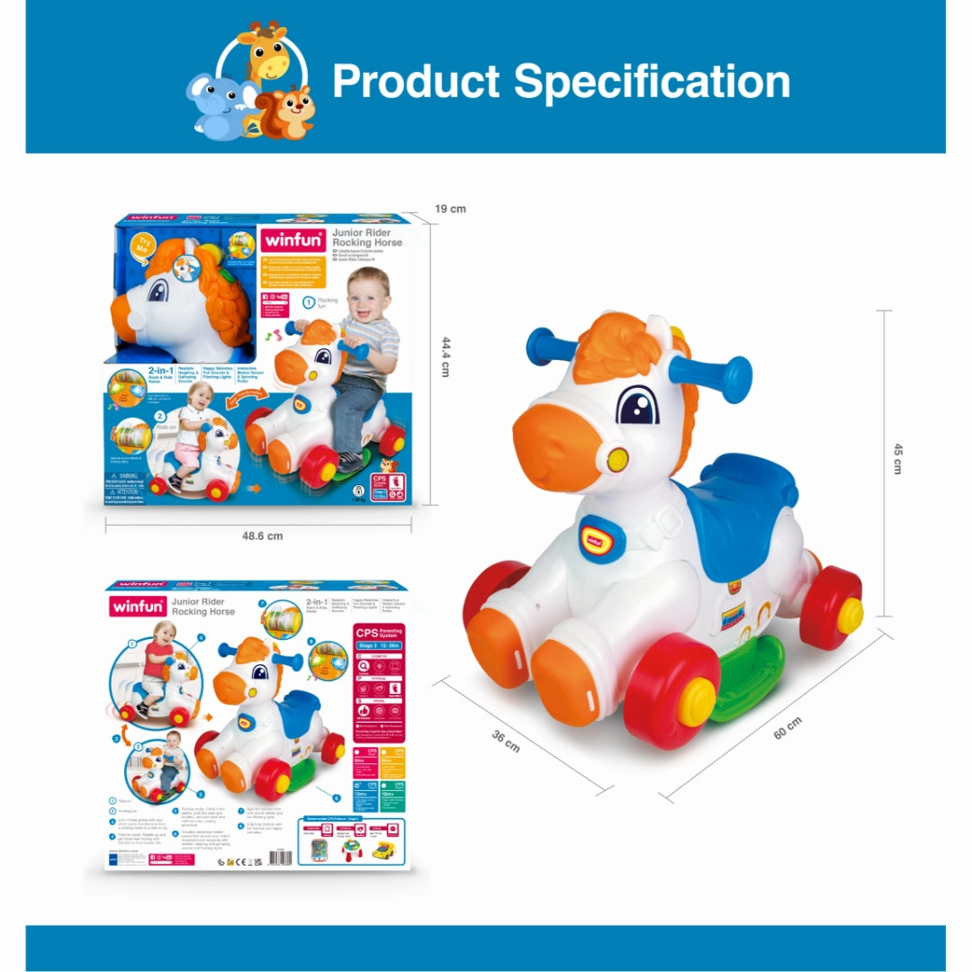 Winfun Multi-Color Jr. Rocking Horse -Recommended for Ages 12 - 36 Months