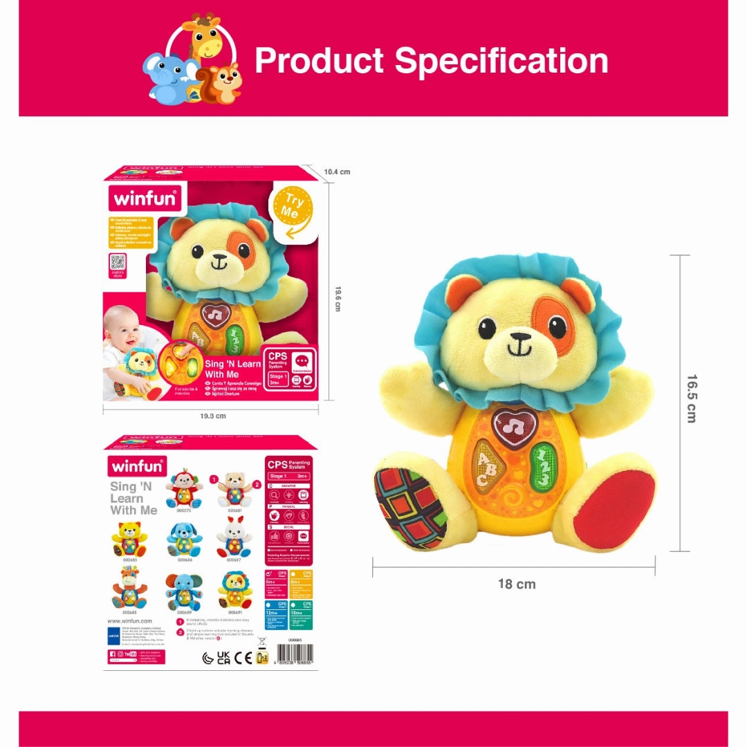 Winfun Sing & Learn -Caesar The Lion Toy For Kids