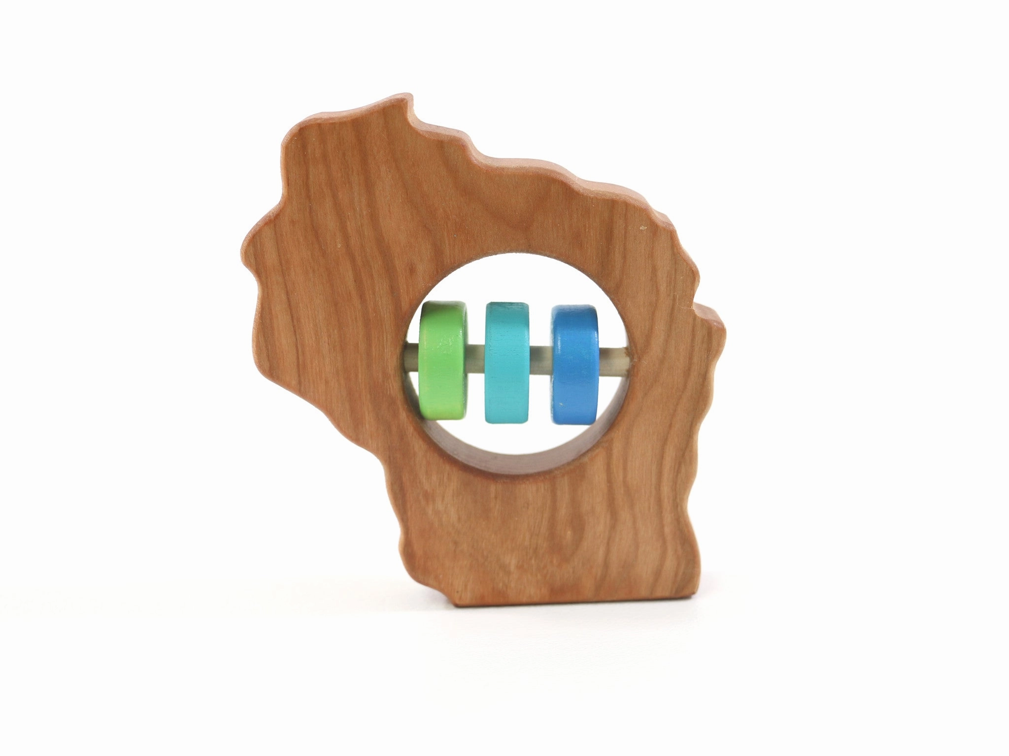 Wisconsin State Wooden Baby Rattle