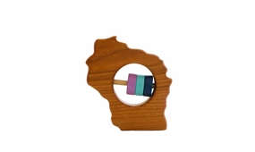 Wisconsin State Wooden Baby Rattle