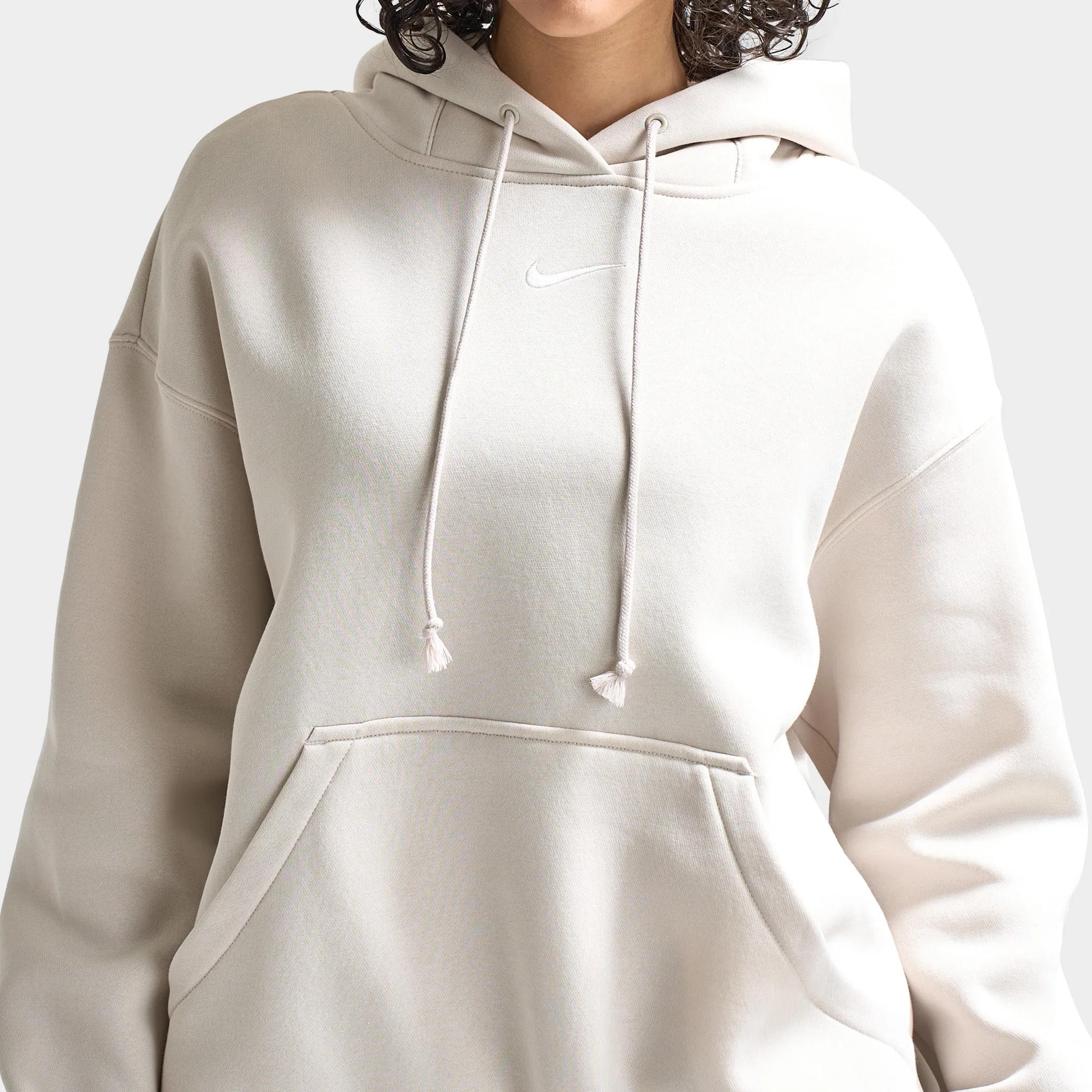Womens Nike Nike Sportswear Women's Phoenix Fleece Oversized Pullover Hoodie Light Orewood Brown /  Sail