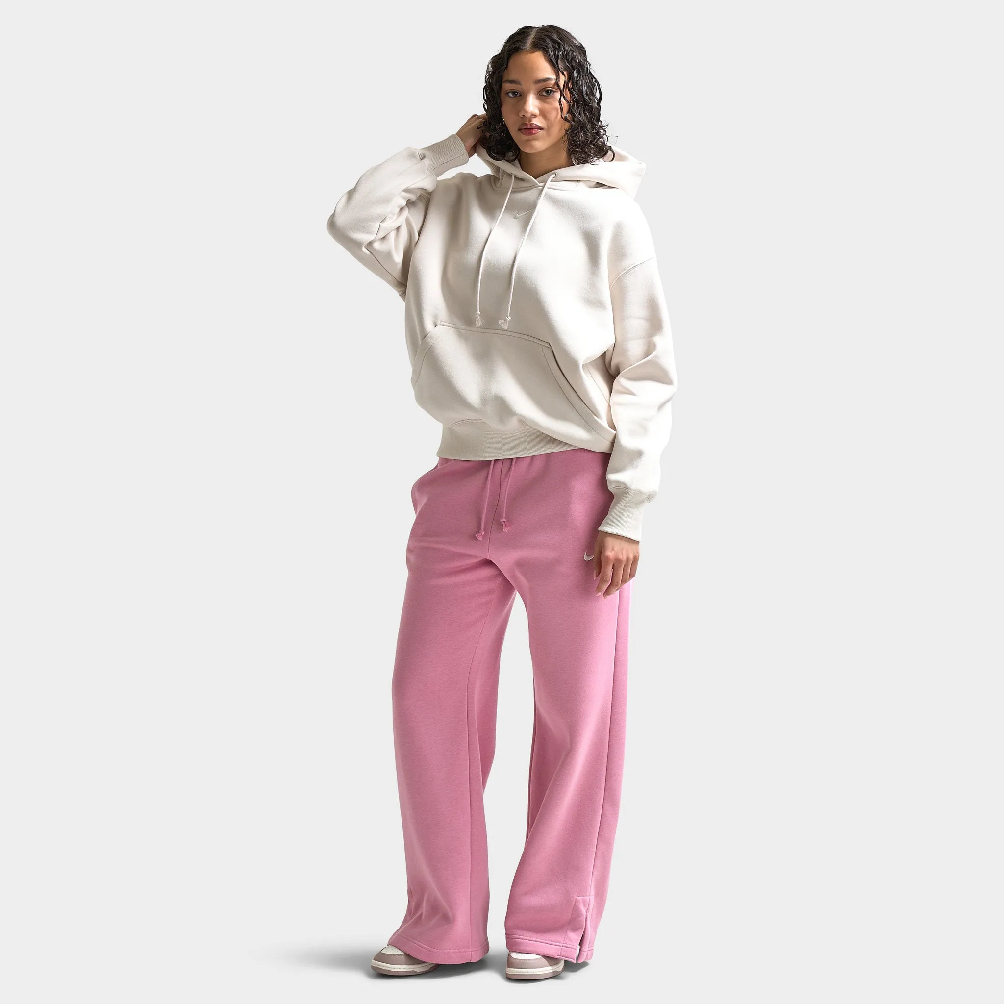 Womens Nike Nike Sportswear Women's Phoenix Fleece Oversized Pullover Hoodie Light Orewood Brown /  Sail