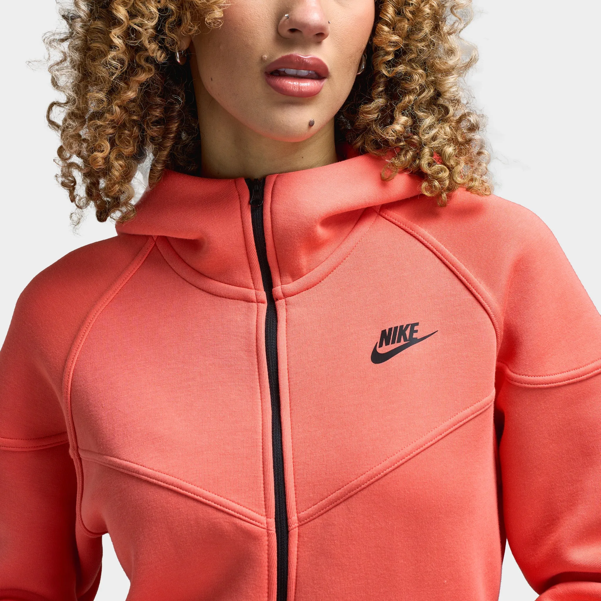 Womens Nike Nike Sportswear Women's Tech Fleece Full Zip Windrunner Hoodie Magic Ember / Black