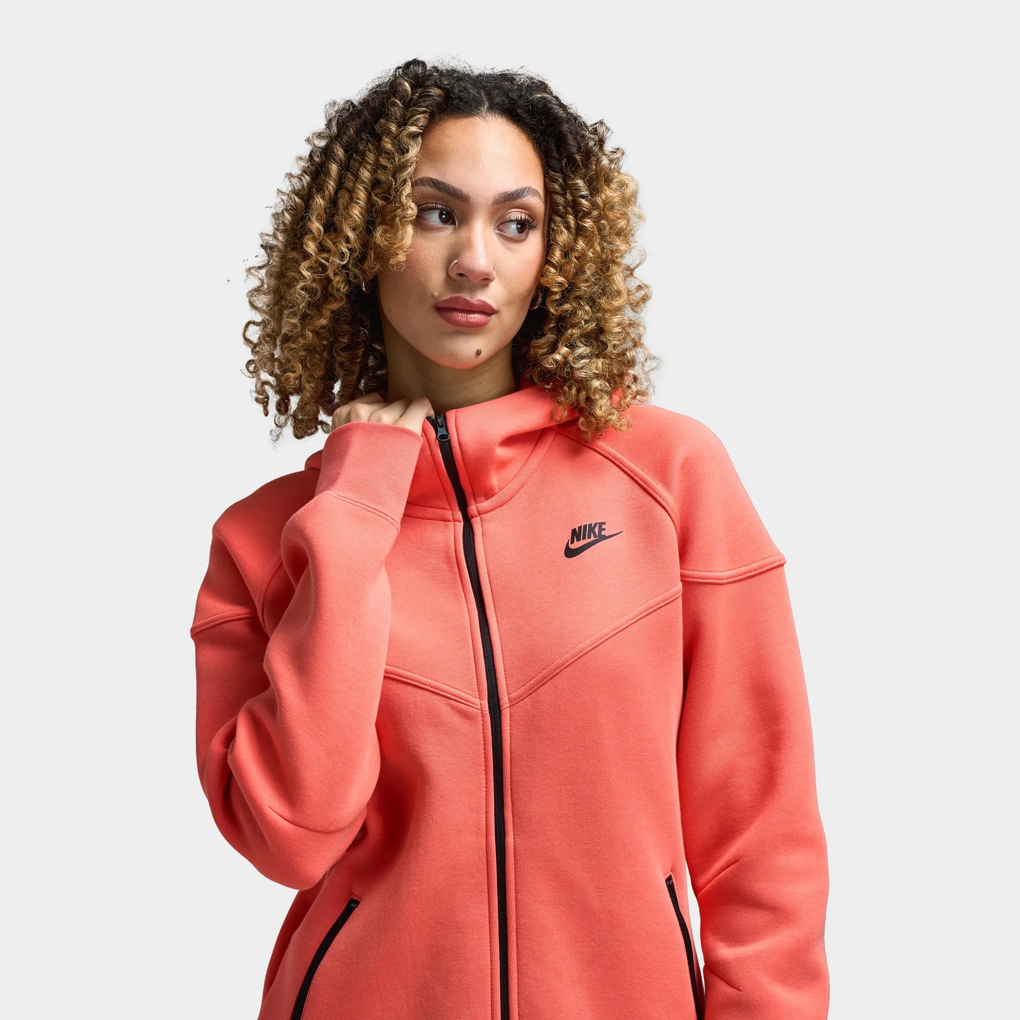 Womens Nike Nike Sportswear Women's Tech Fleece Full Zip Windrunner Hoodie Magic Ember / Black