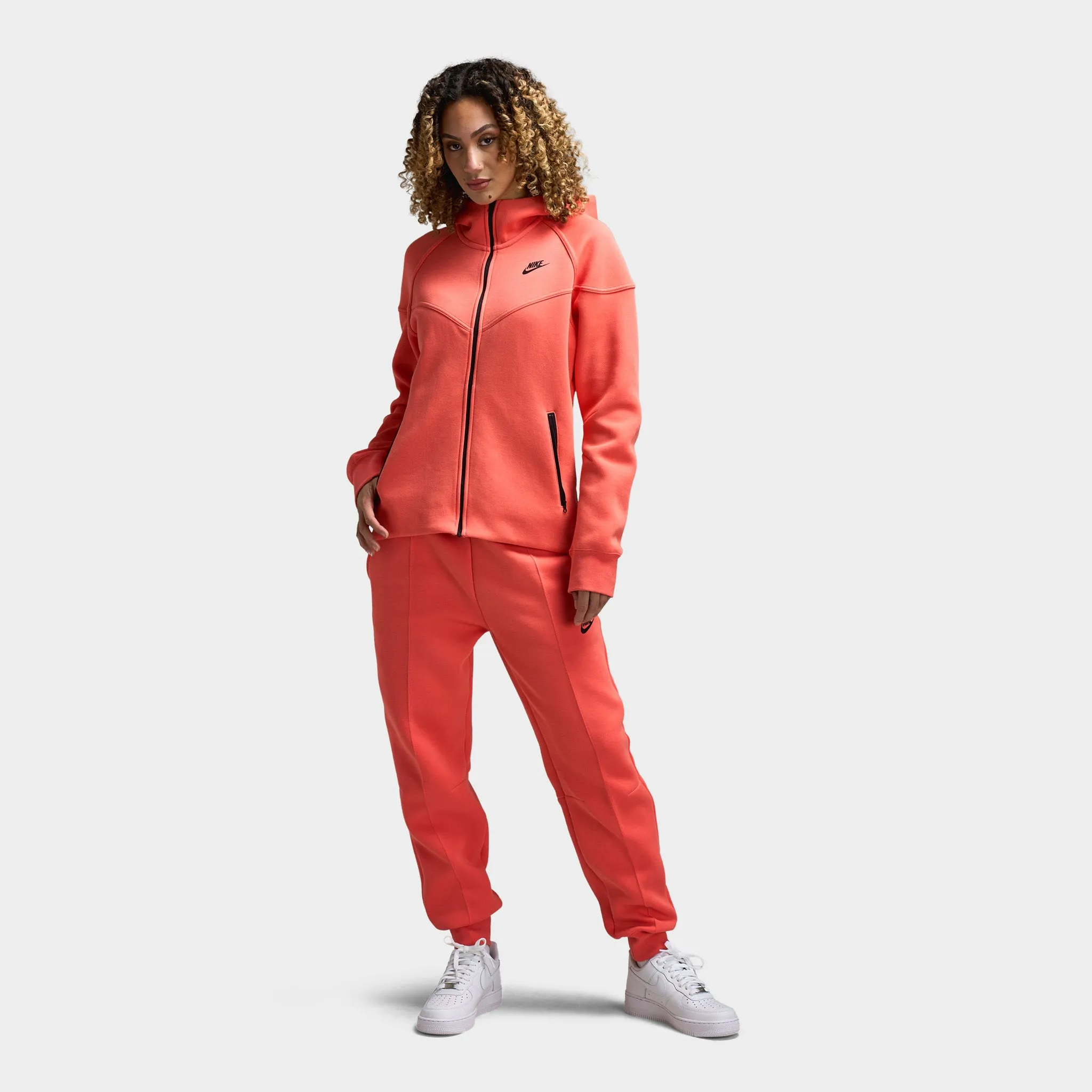 Womens Nike Nike Sportswear Women's Tech Fleece Full Zip Windrunner Hoodie Magic Ember / Black