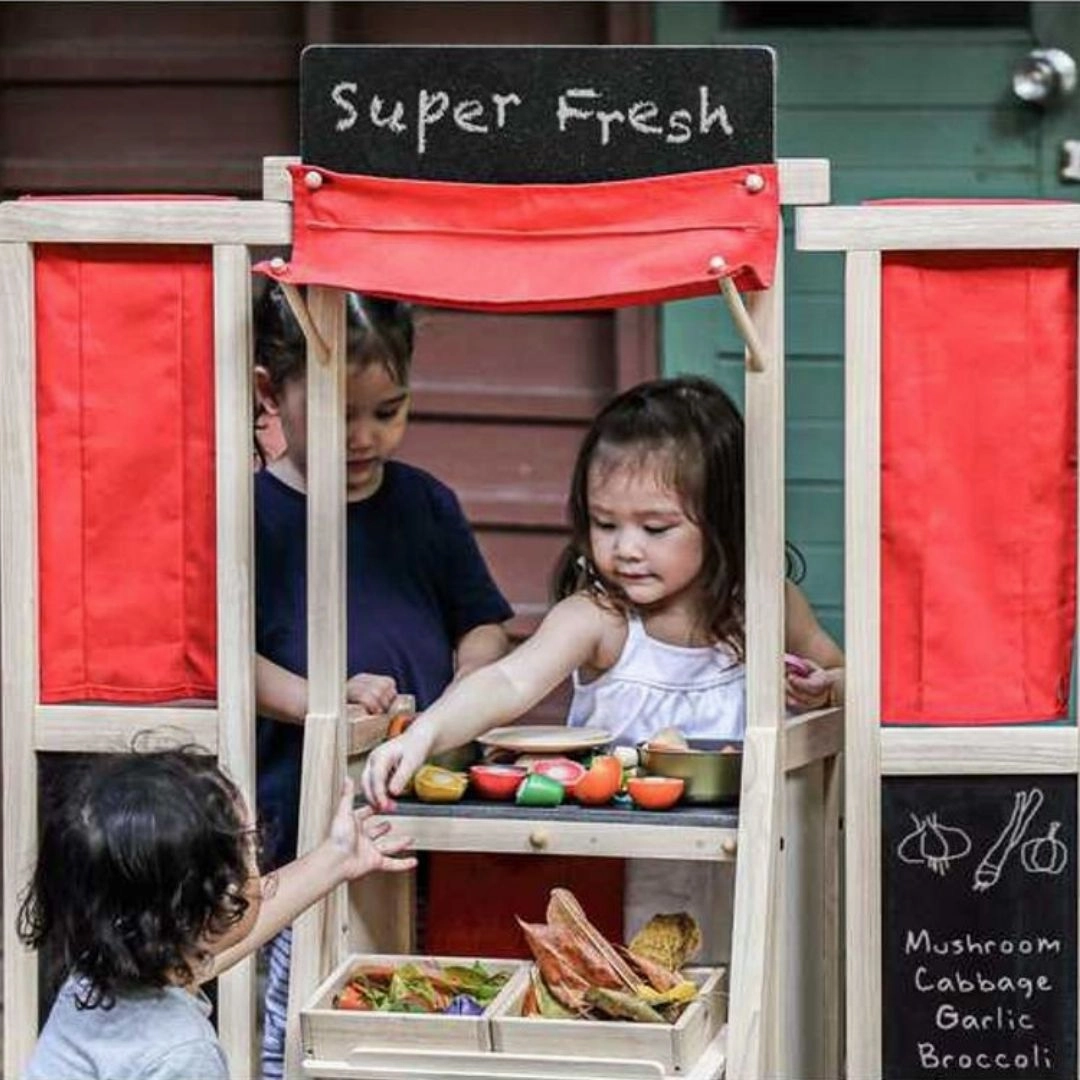 Wooden Puppet Theater & Play Market Stand