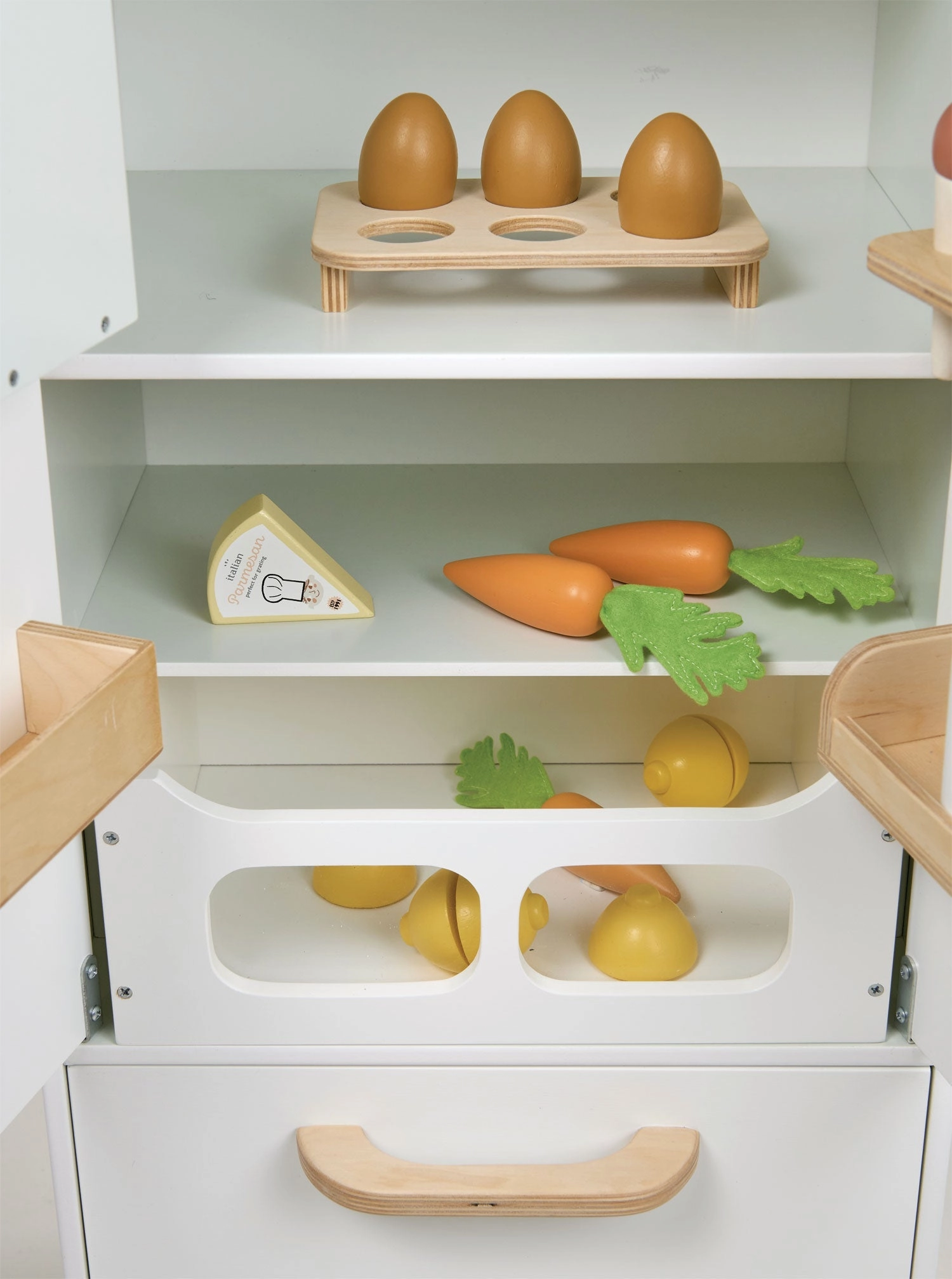 Wooden Refrigerator and Food Set